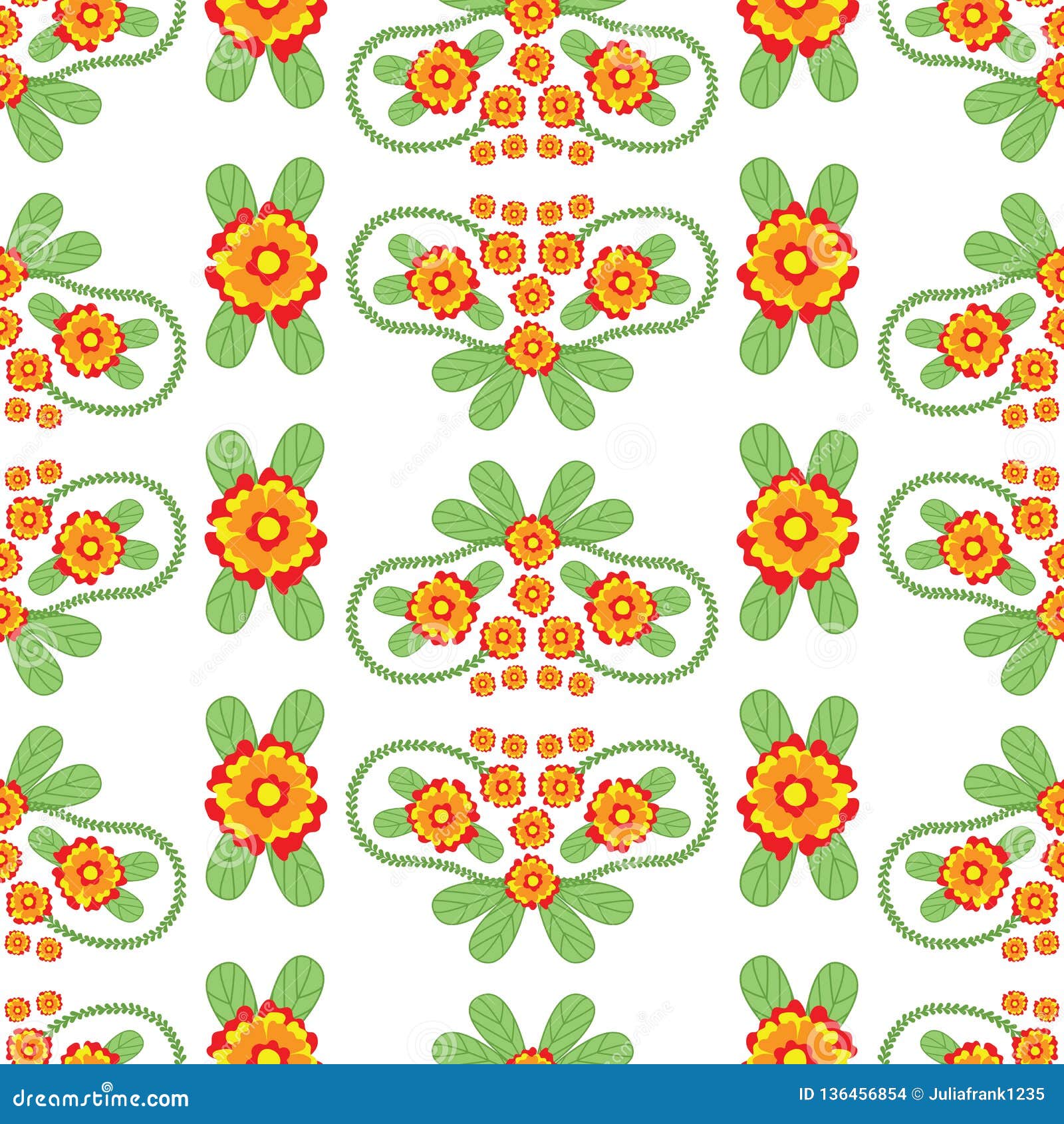 Colorful Floral Folk Vector Seamless Pattern Stock Vector ...