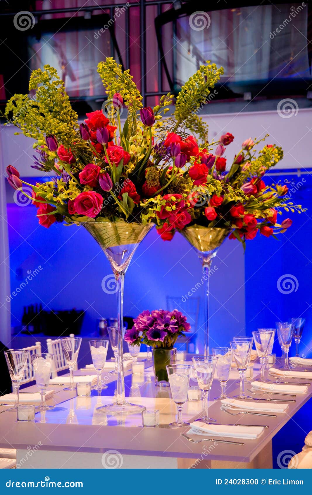Colorful Flower Bouquet and Table Stock Photo Image of glass, purple