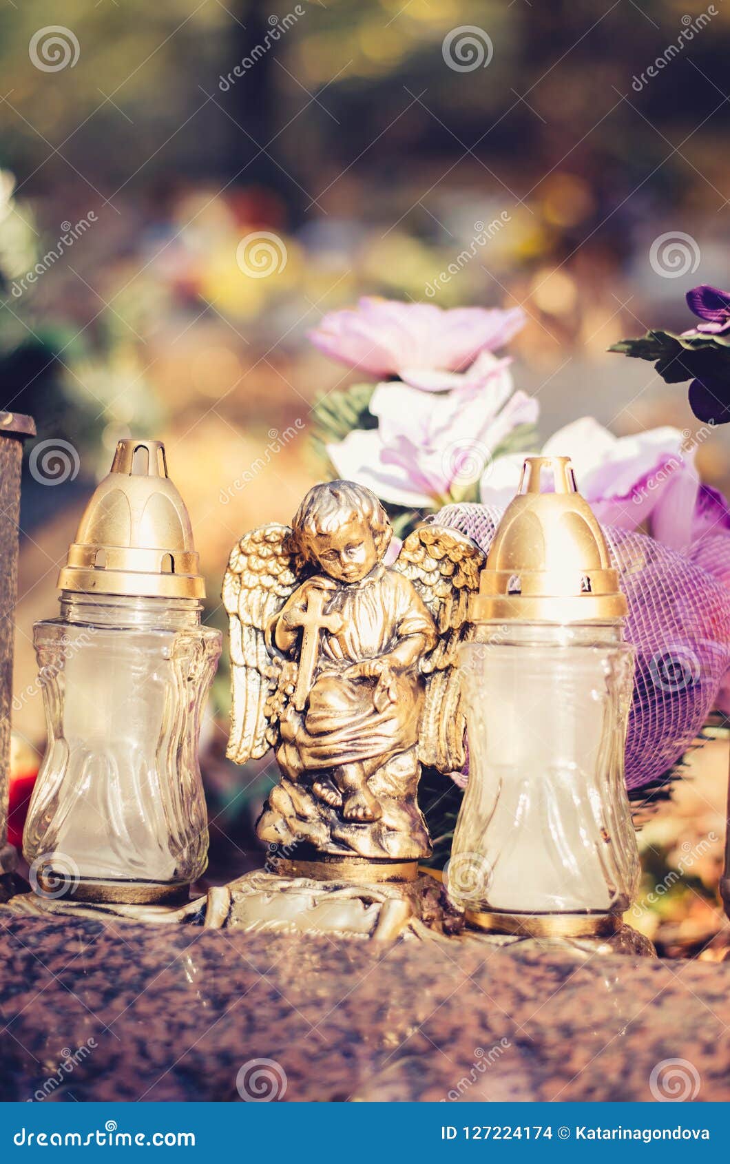 Candle Decoration during All Saints DAy at the Cemetery Stock Photo ...