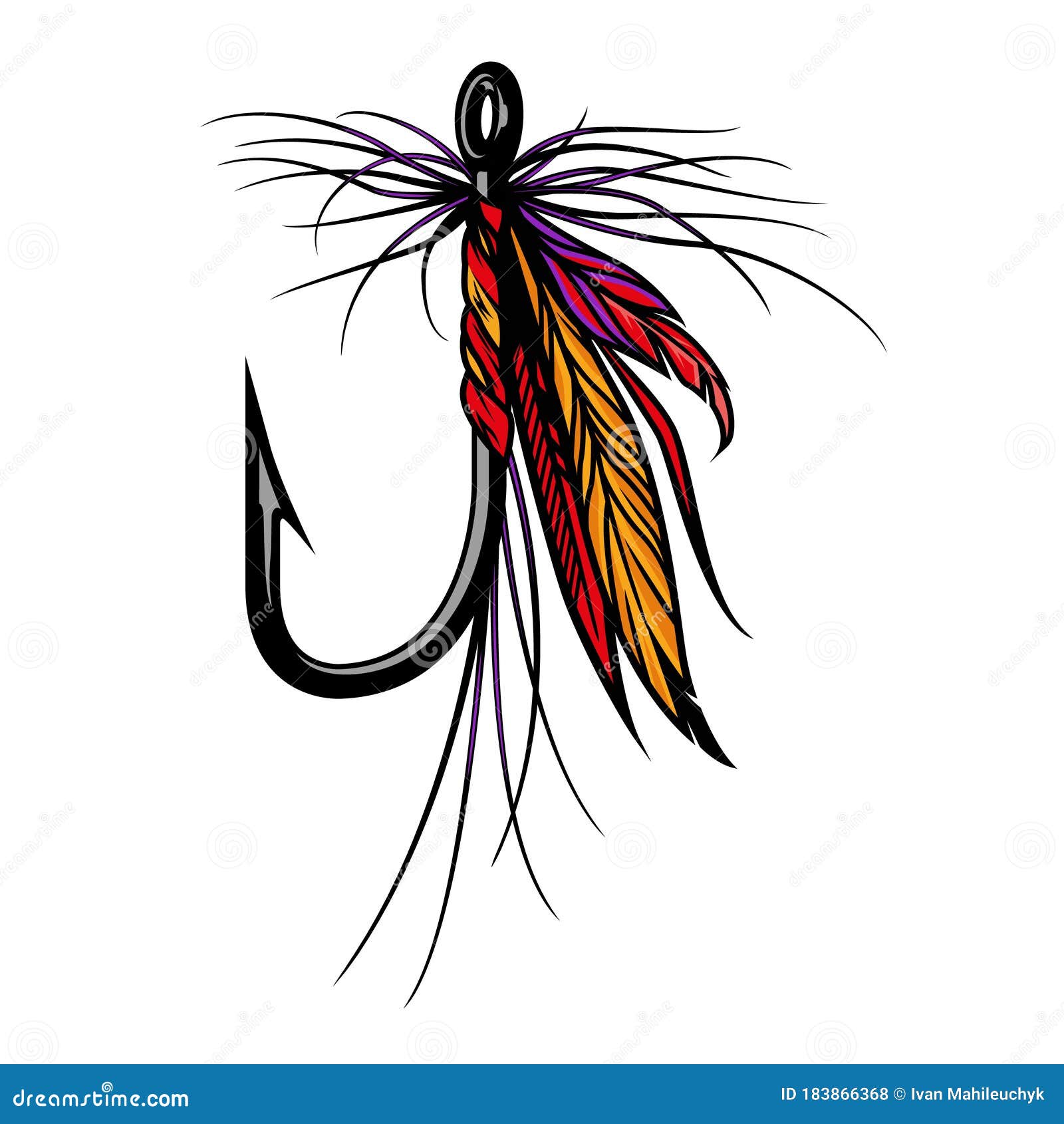Download Colorful Fly Fishing Lure Concept Stock Vector - Illustration of relaxation, sign: 183866368