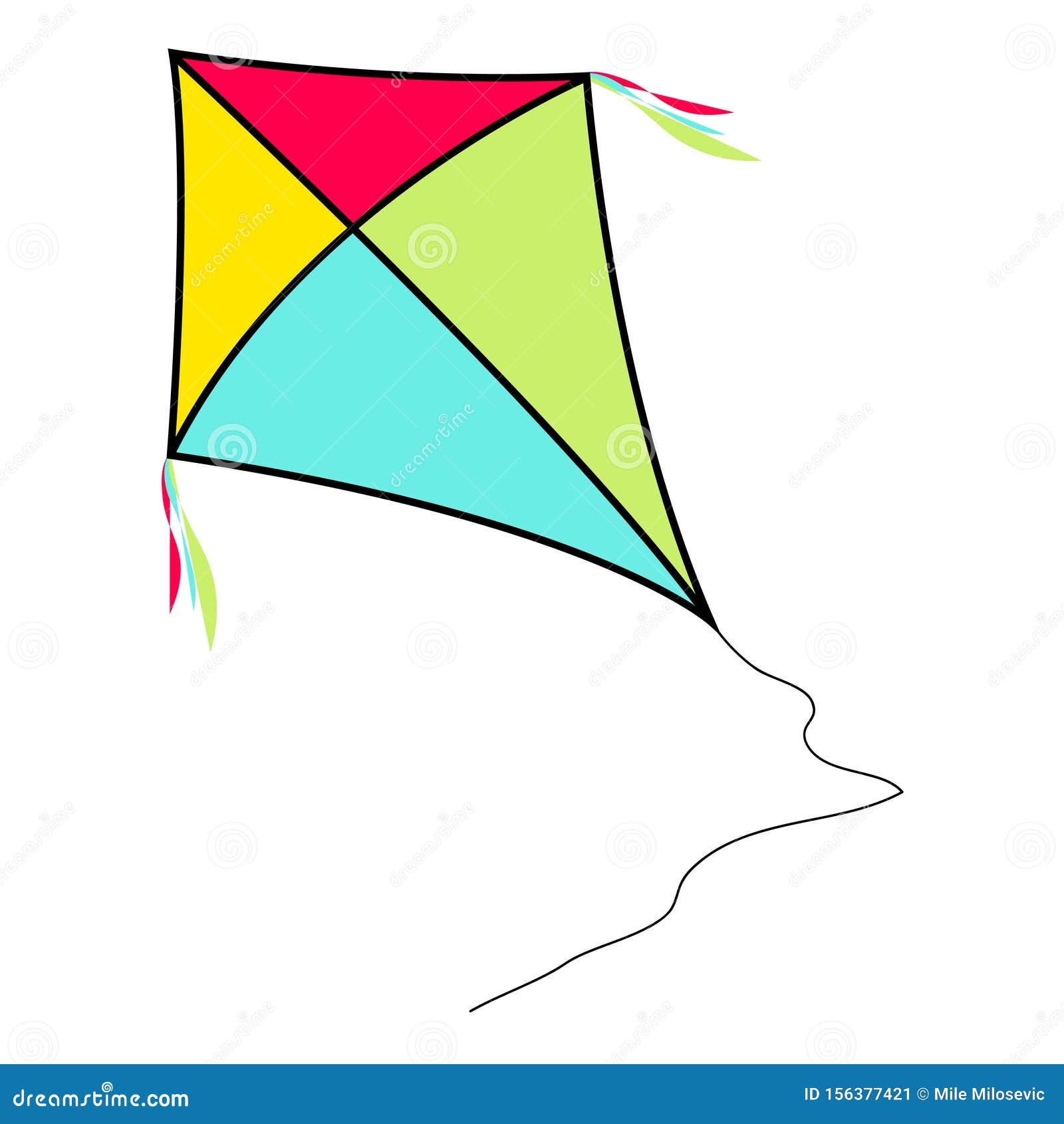 Colorful Fly Kite on White Background Stock Vector - Illustration ...