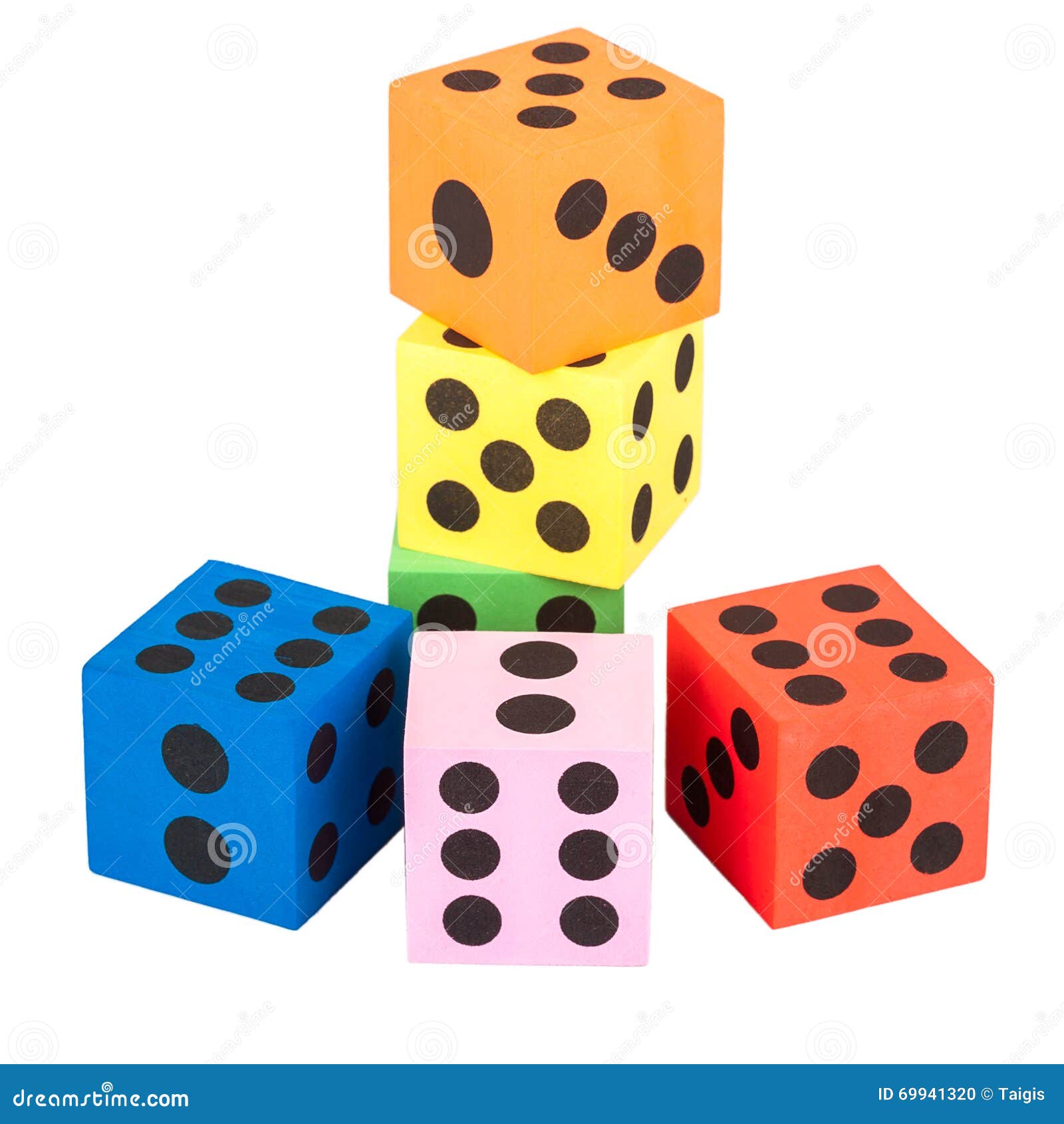 Colorful foam dice stock photo. Image of lucky, luck 69941320