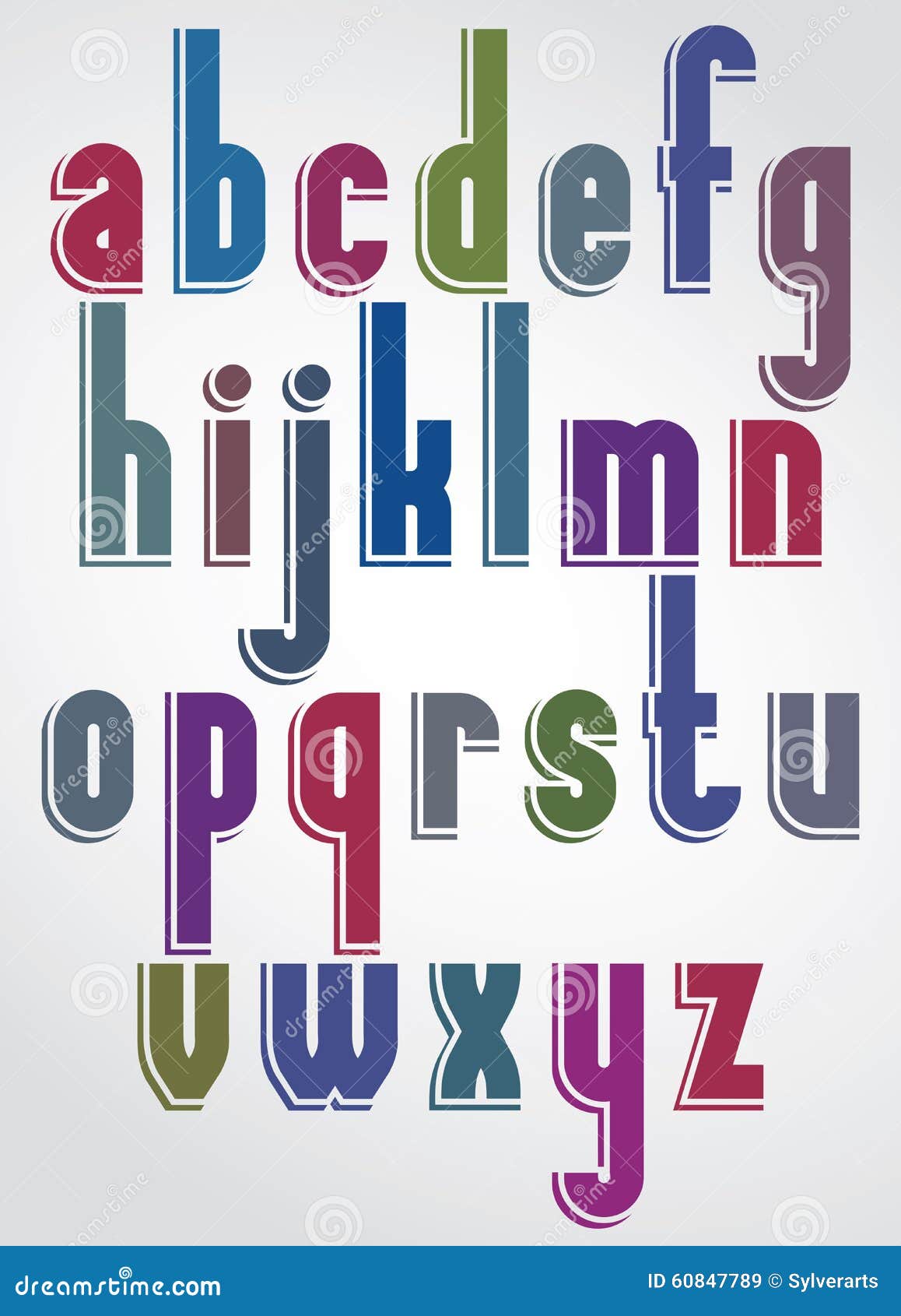 Colorful Font, Comic Solid Lower Case Letters Stock Vector