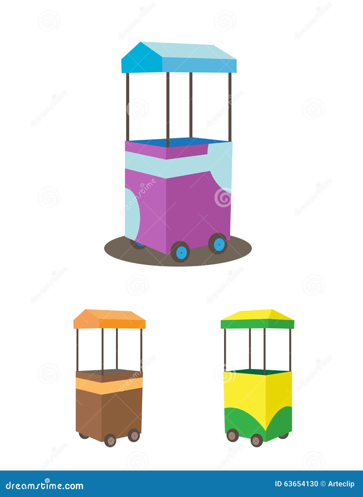 Download Colorful Food Cart Stall Mock Up Design. Kiosk Icon Set ...
