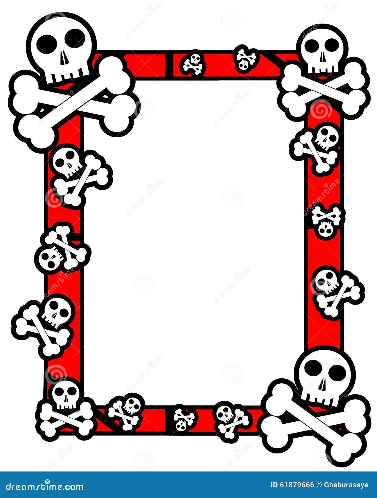 Colorful Frame With Skull And Bones Isolated Stock Vector Image 61879666