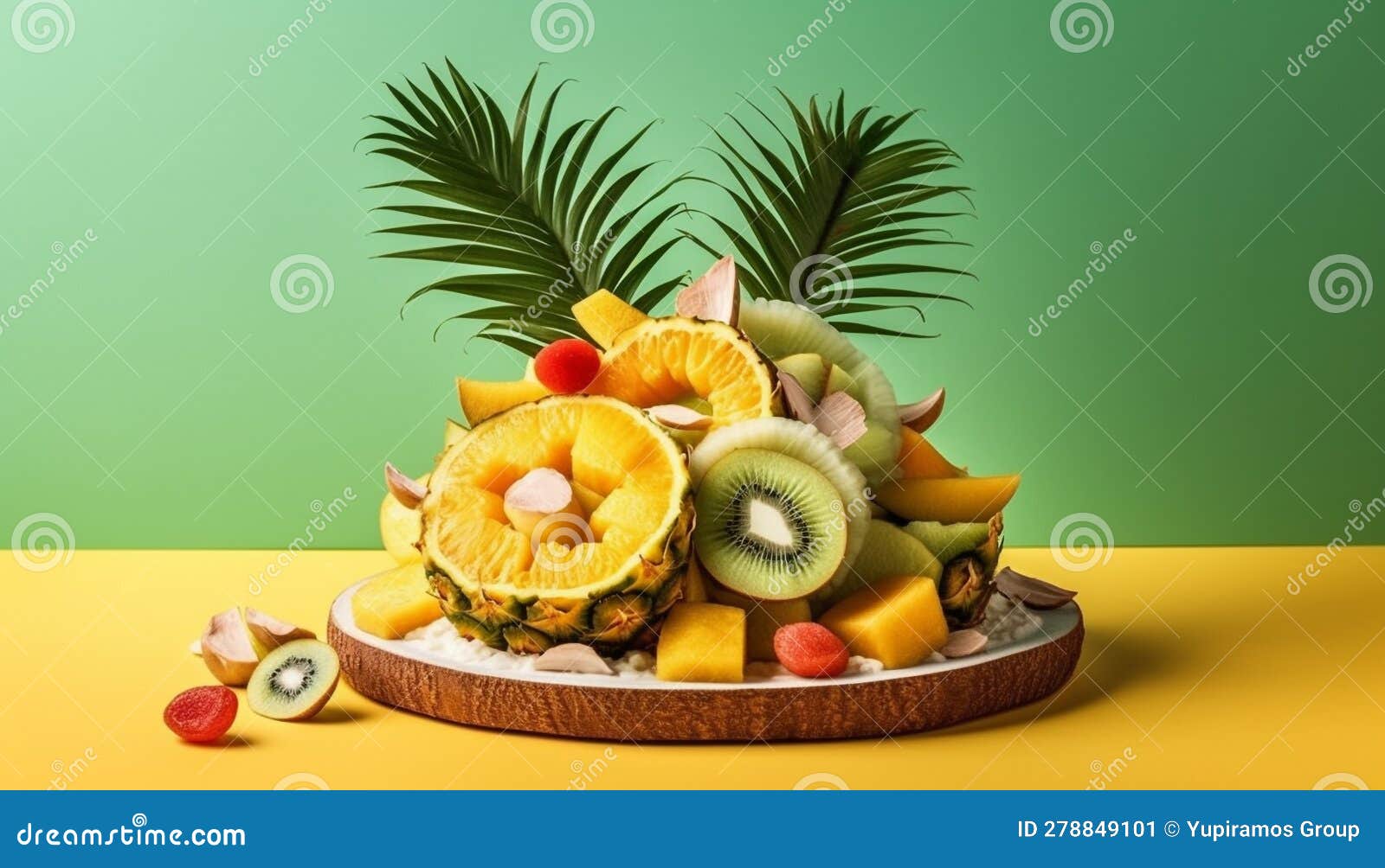 A Colorful Fruit Bowl with Fresh, Organic, Healthy Variations Generated