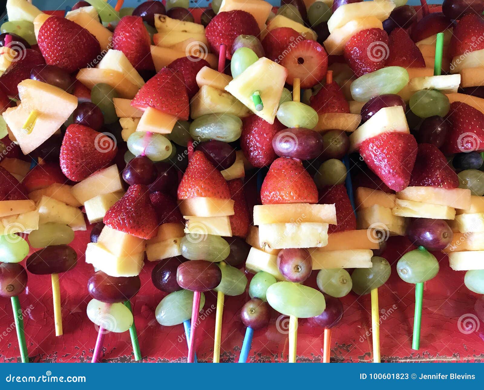 Colorful Fruit Kabobs stock image. Image of natural 100601823