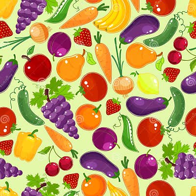 Colorful Fruit and Vegetables Seamless Pattern Stock Vector ...