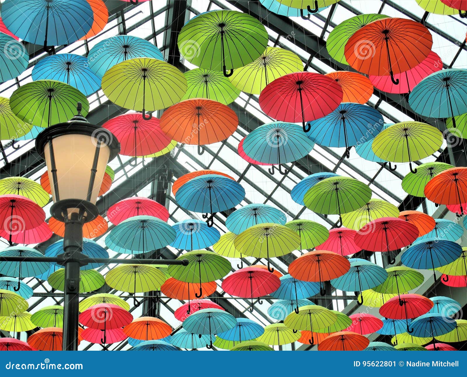 Colorful and Fun Decorative Umbrellas in Ceiling Stock Image Image of