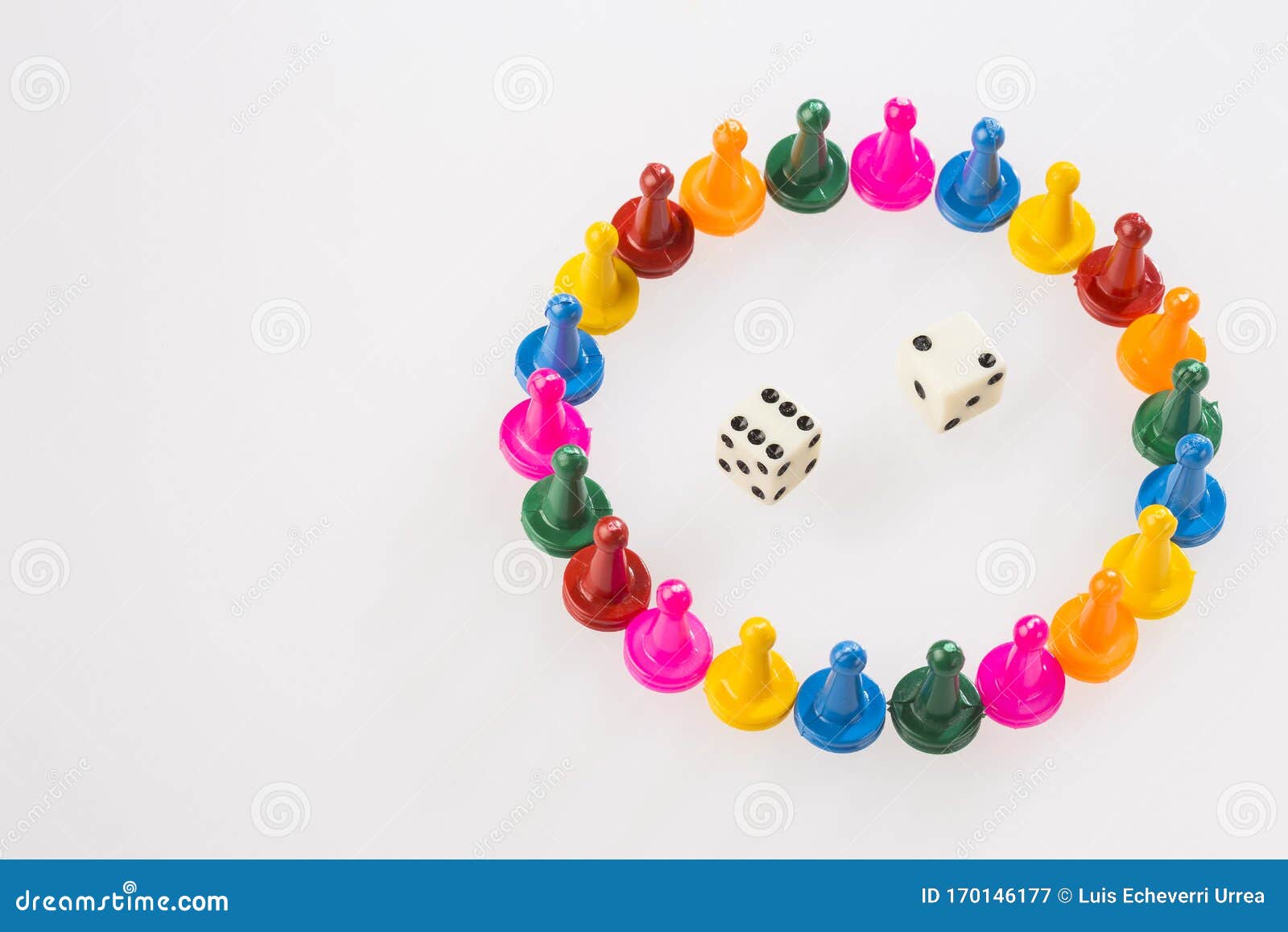 Game Pieces with Dice Isolated on White Background Stock Image Image