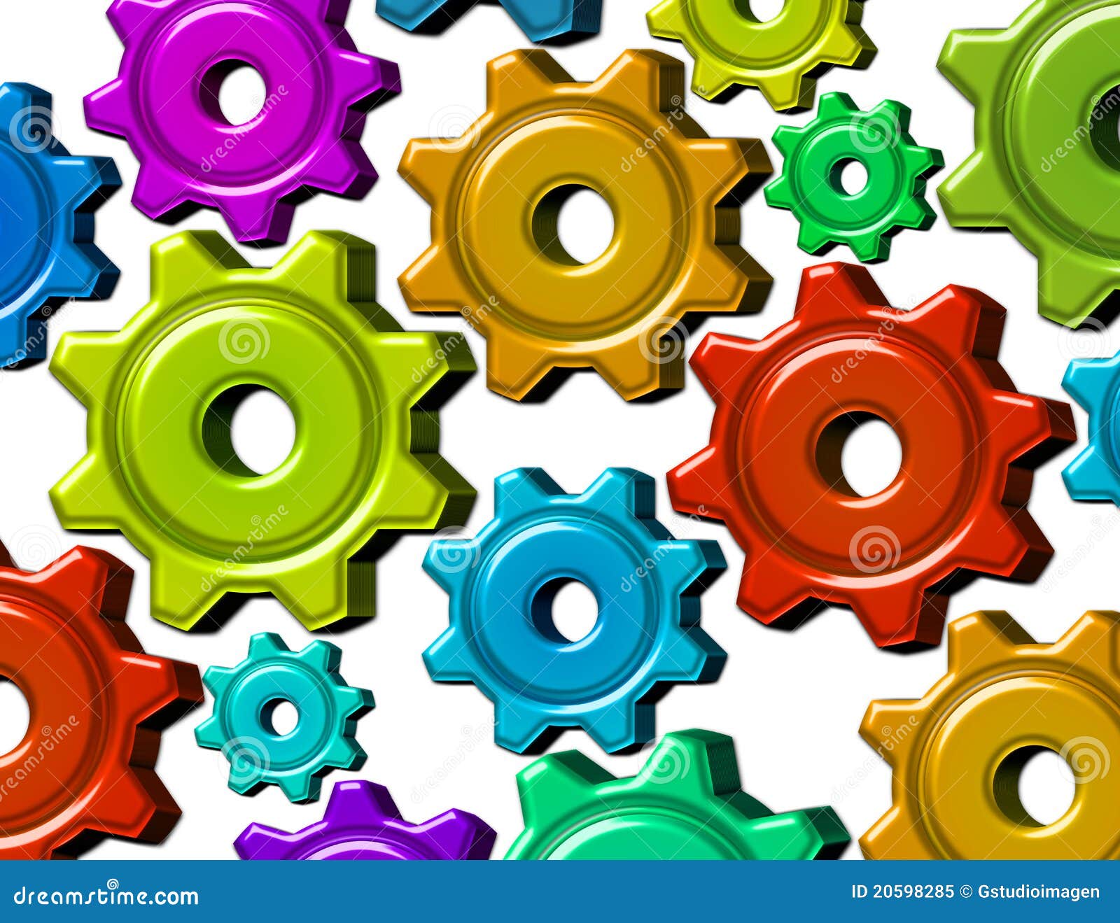 Colorful gears stock illustration. Illustration of industrial 20598285