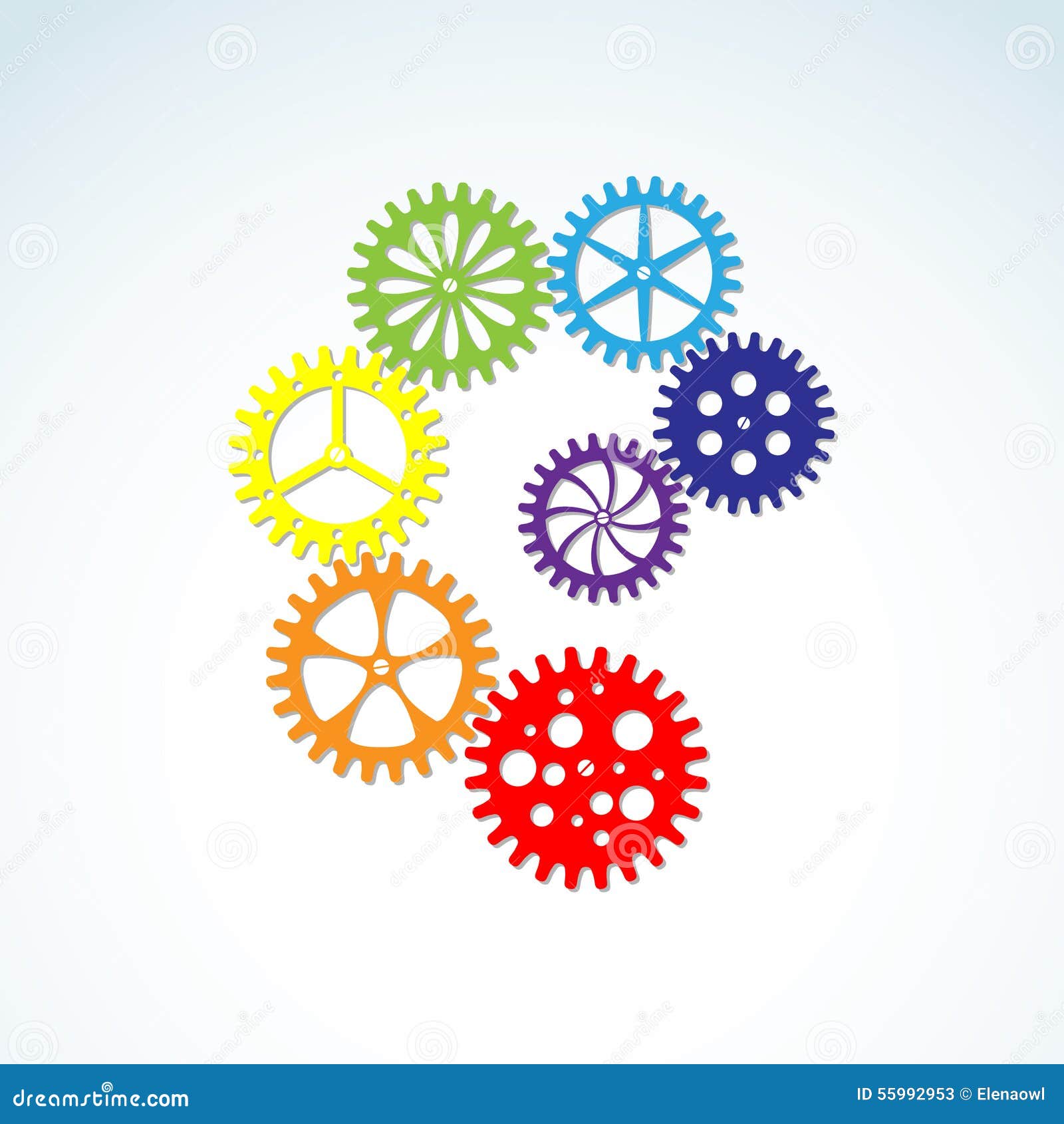 Colorful gears. stock vector. Illustration of engineering 55992953