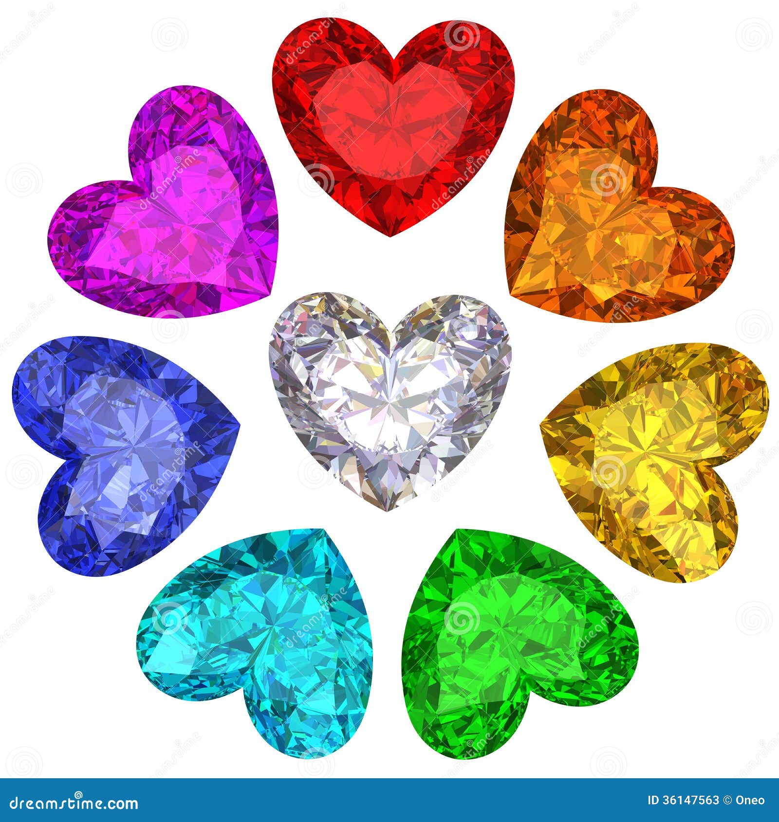 Seamless texture of colored heart cut gems Vector Image