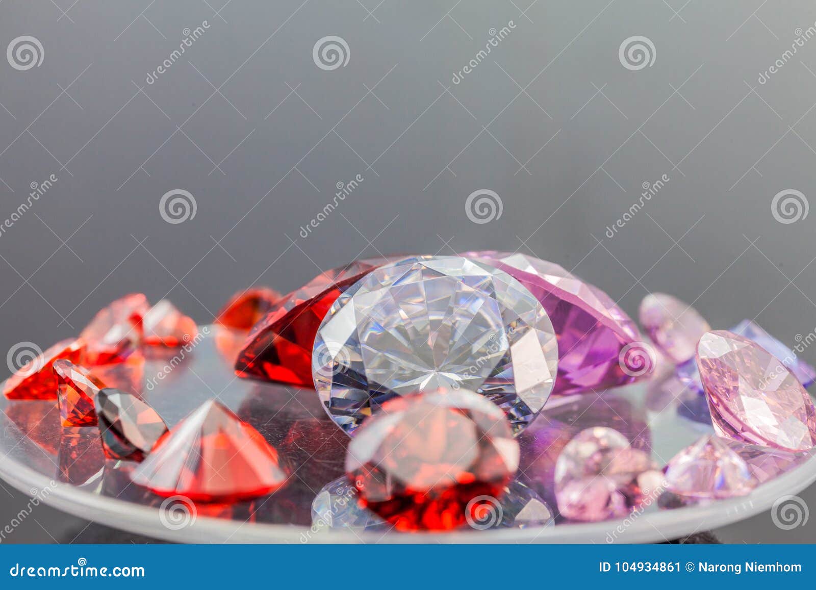 colorful gems on white background
