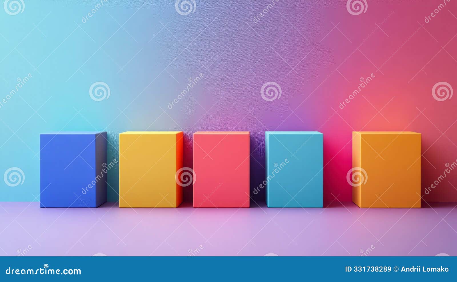 colorful geometric blocks arranged in a minimalist setting