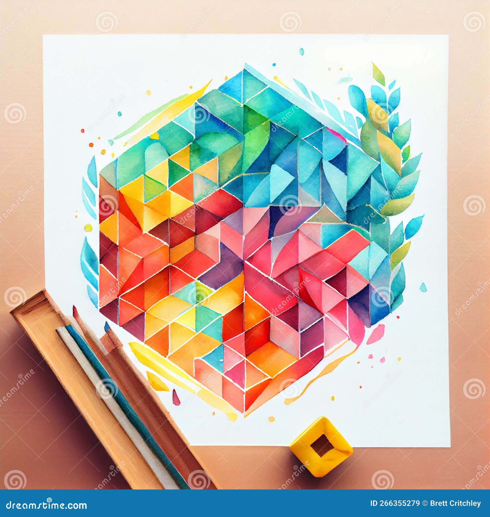 Geometric Watercolour Pattern Instant Download • Artsi