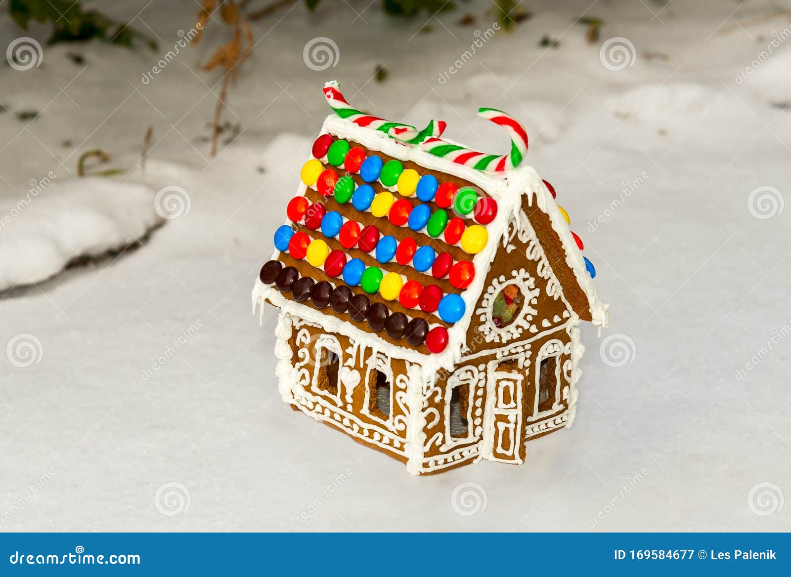 Colorful Gingerbread House in a Diagonal View Stock Image Image of