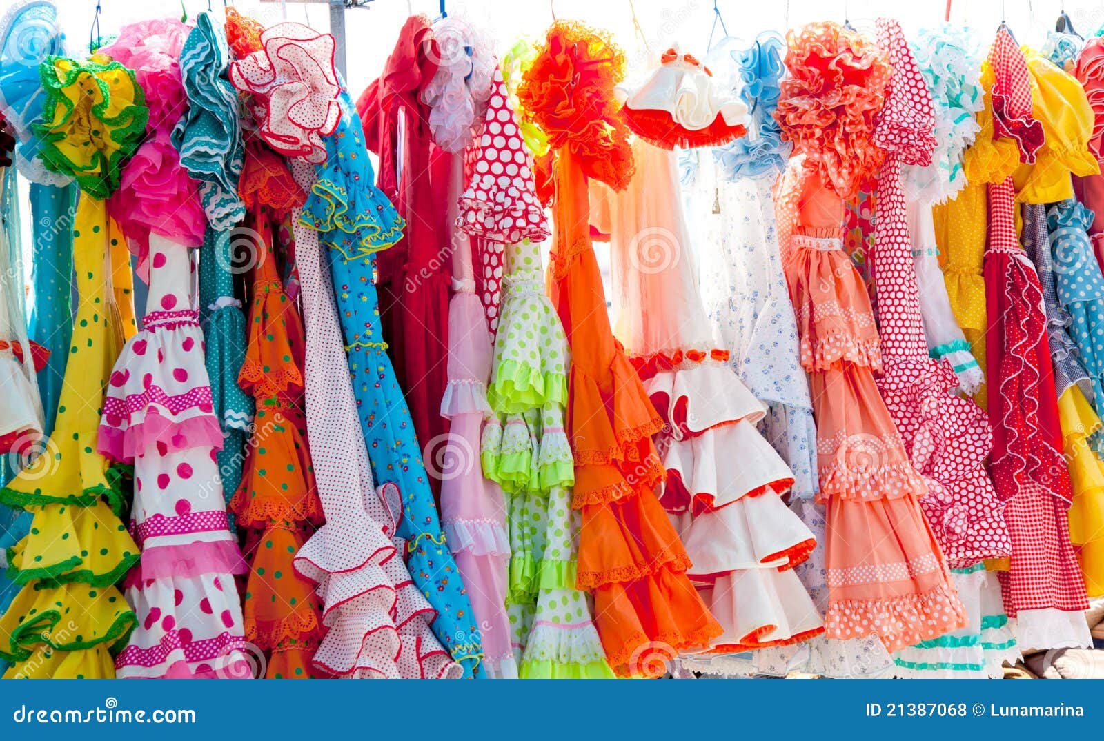 Colorful Gipsy Dresses in Rack Hanged in Spain Stock Photo Image of