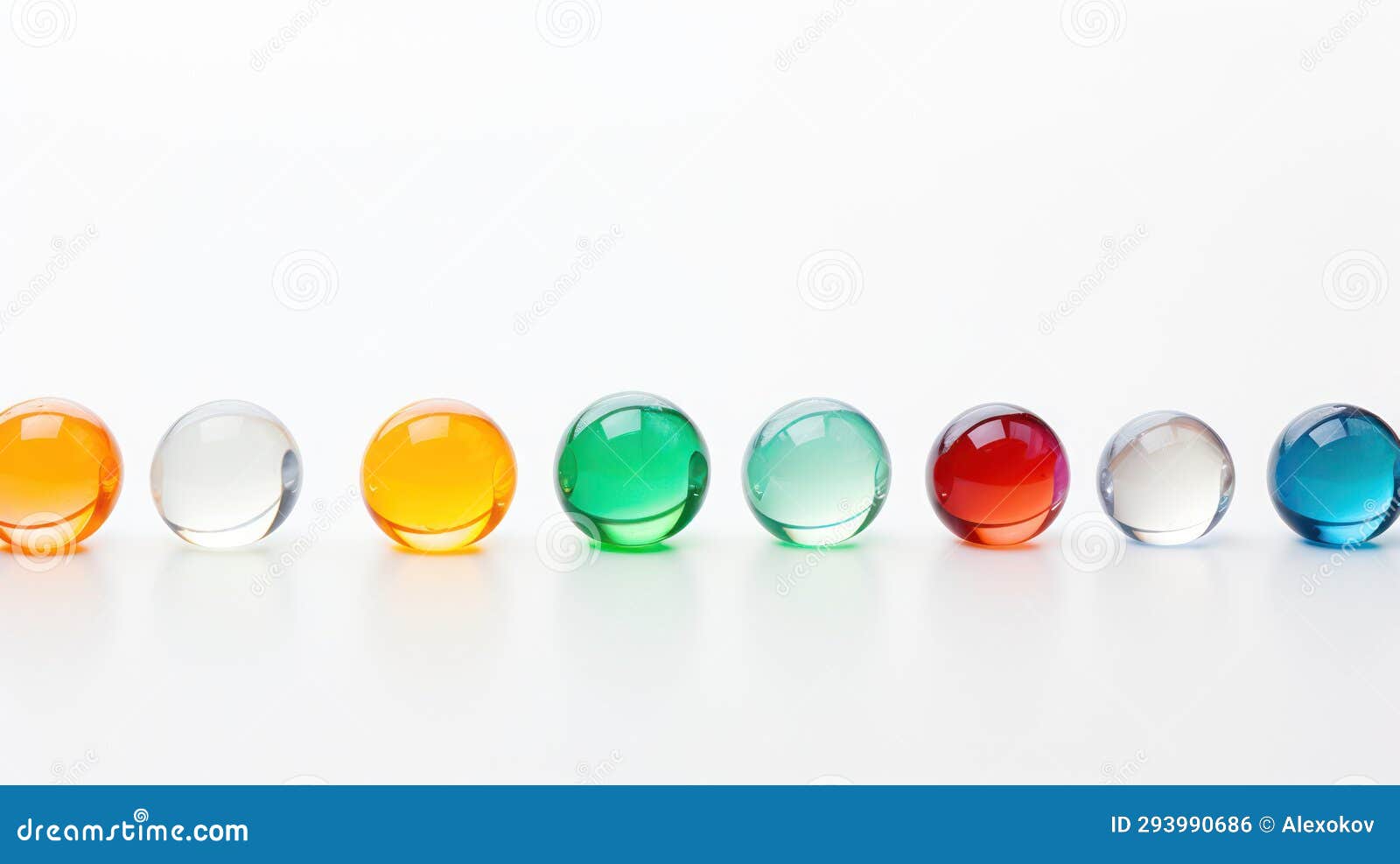 Colorful Glass Marbles on White Background AI Generated Stock