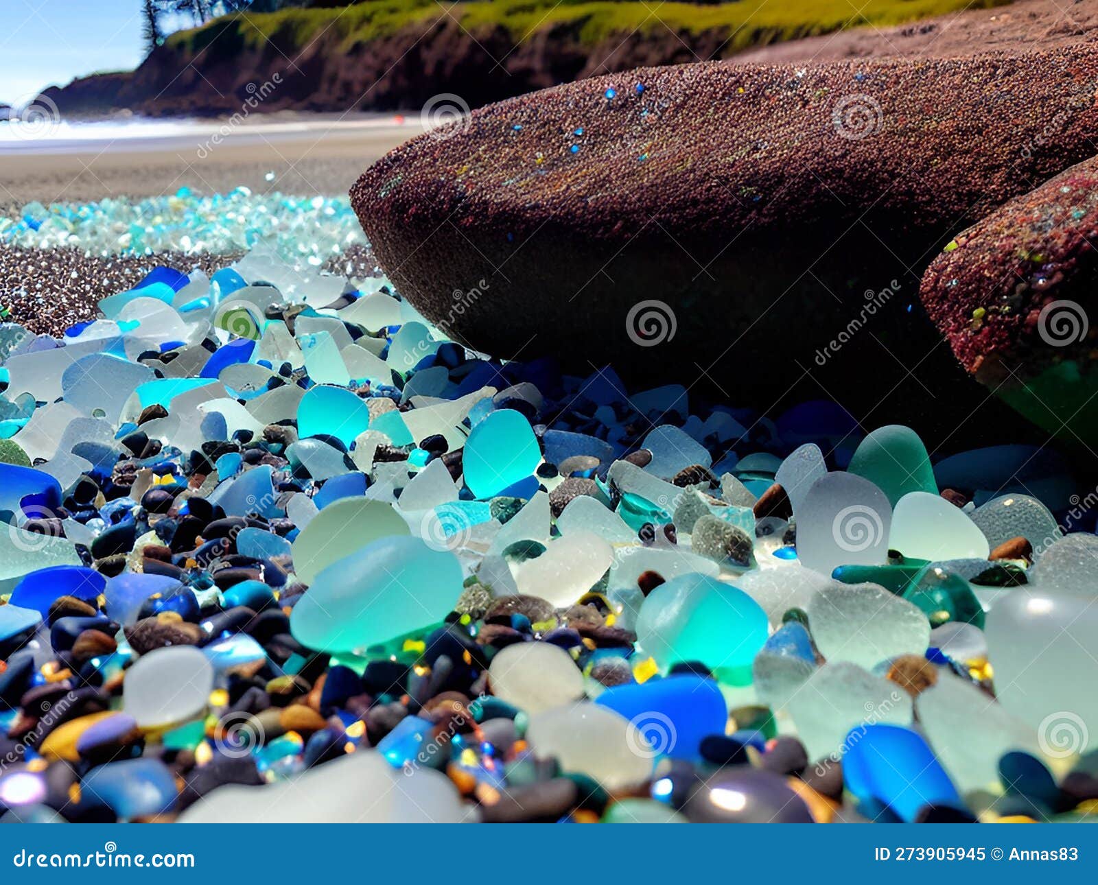 Colorful Glass Pebble on Beach in the Sunslight Stock Image Image of