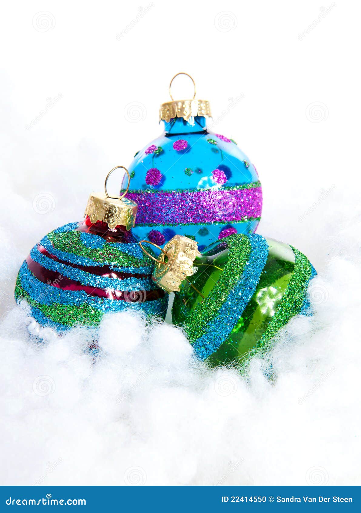 Colorful Glitter Christmas Balls Stock Photo  Image of sparkle, green