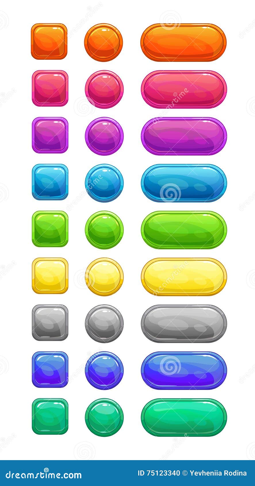 Colorful Glossy Buttons Set Stock Vector - Illustration of board ...