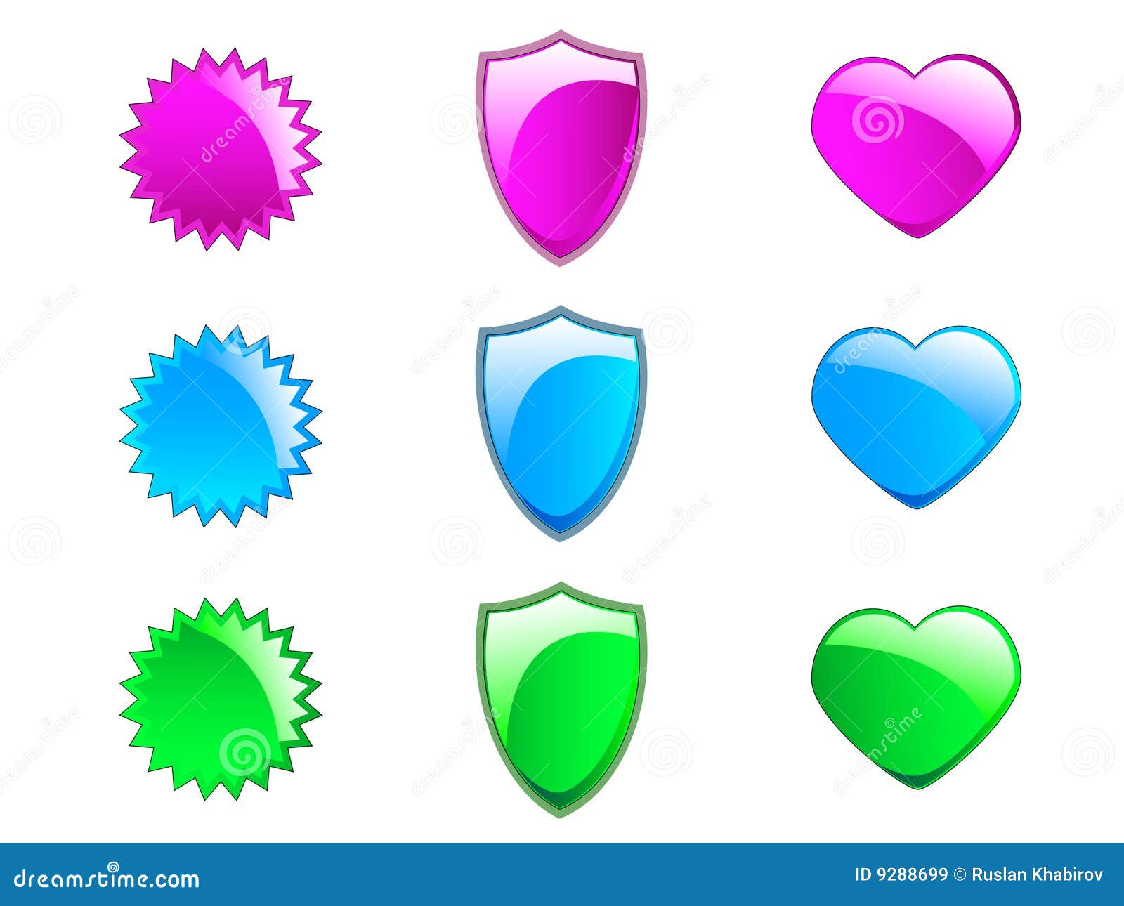 Colorful Glossy Icons stock illustration. Illustration of shield 9288699
