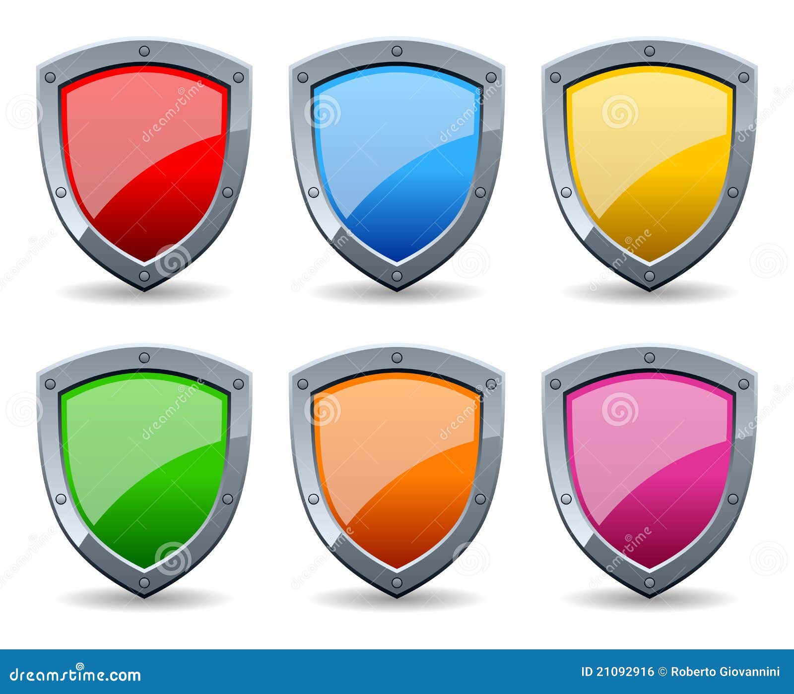 colorful glossy shield set