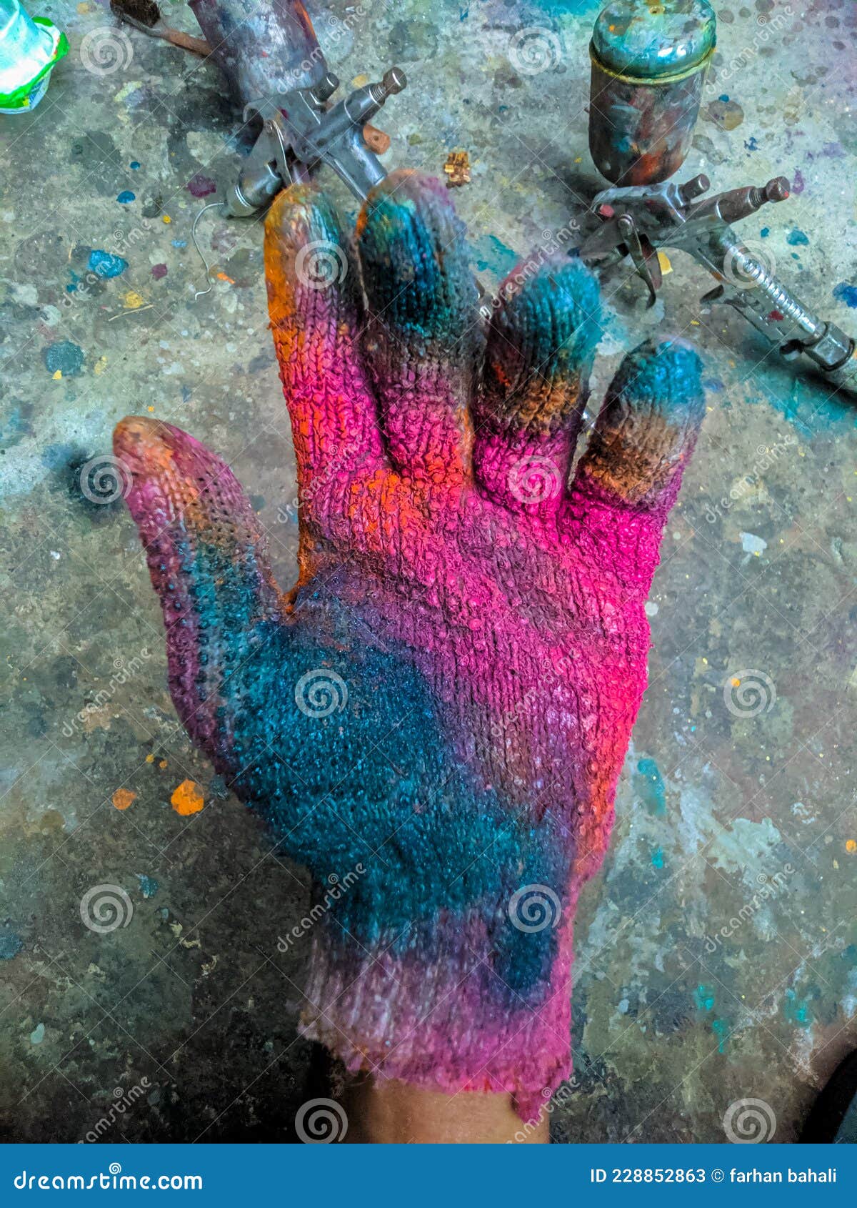 Colorful Gloves Made of Paint Stock Image Image of aquarium, colorful 228852863