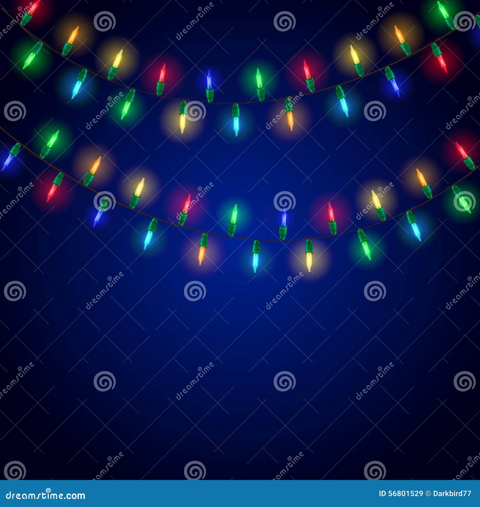 Colorful Glowing Christmas Lights on Blue Background Stock Illustration Illustration of colour