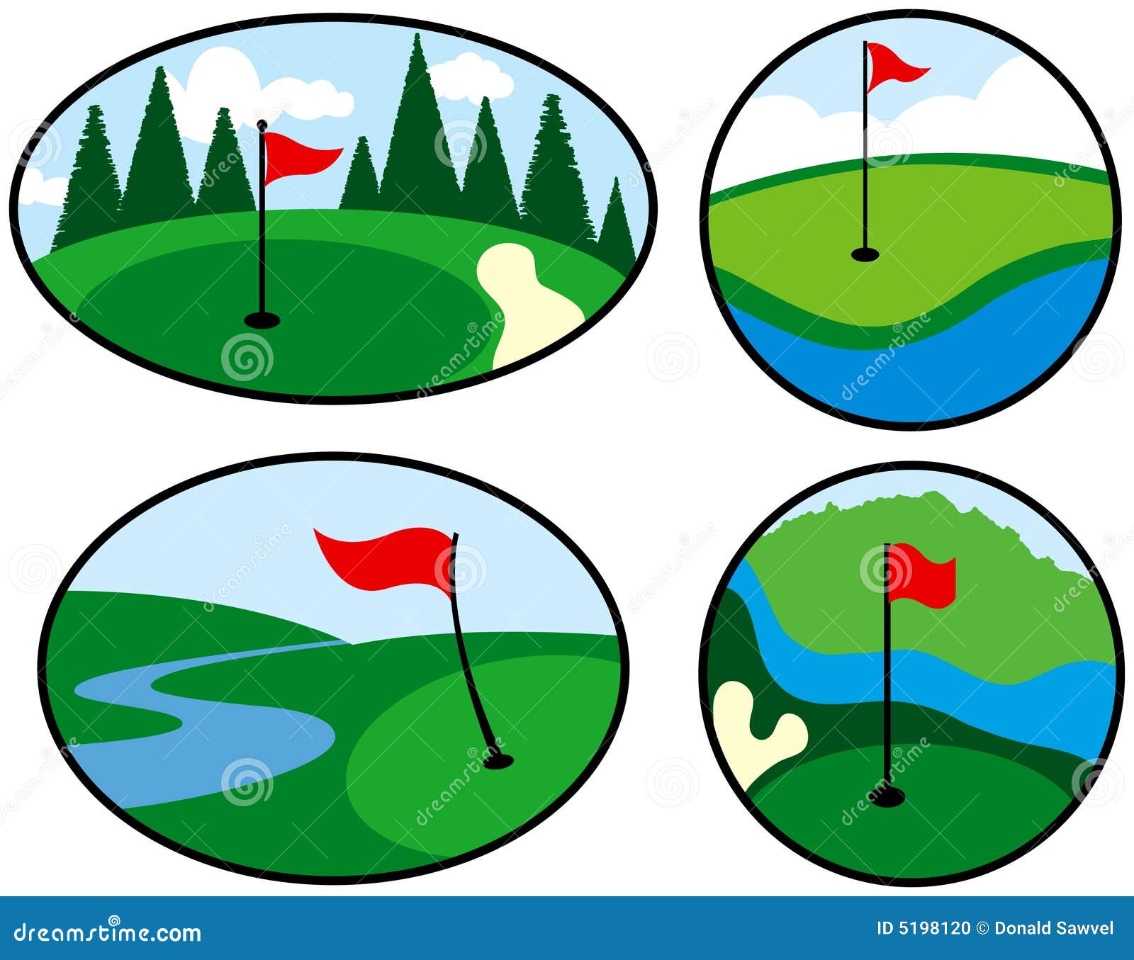 Colorful Golf Icons stock vector. Illustration of green 5198120