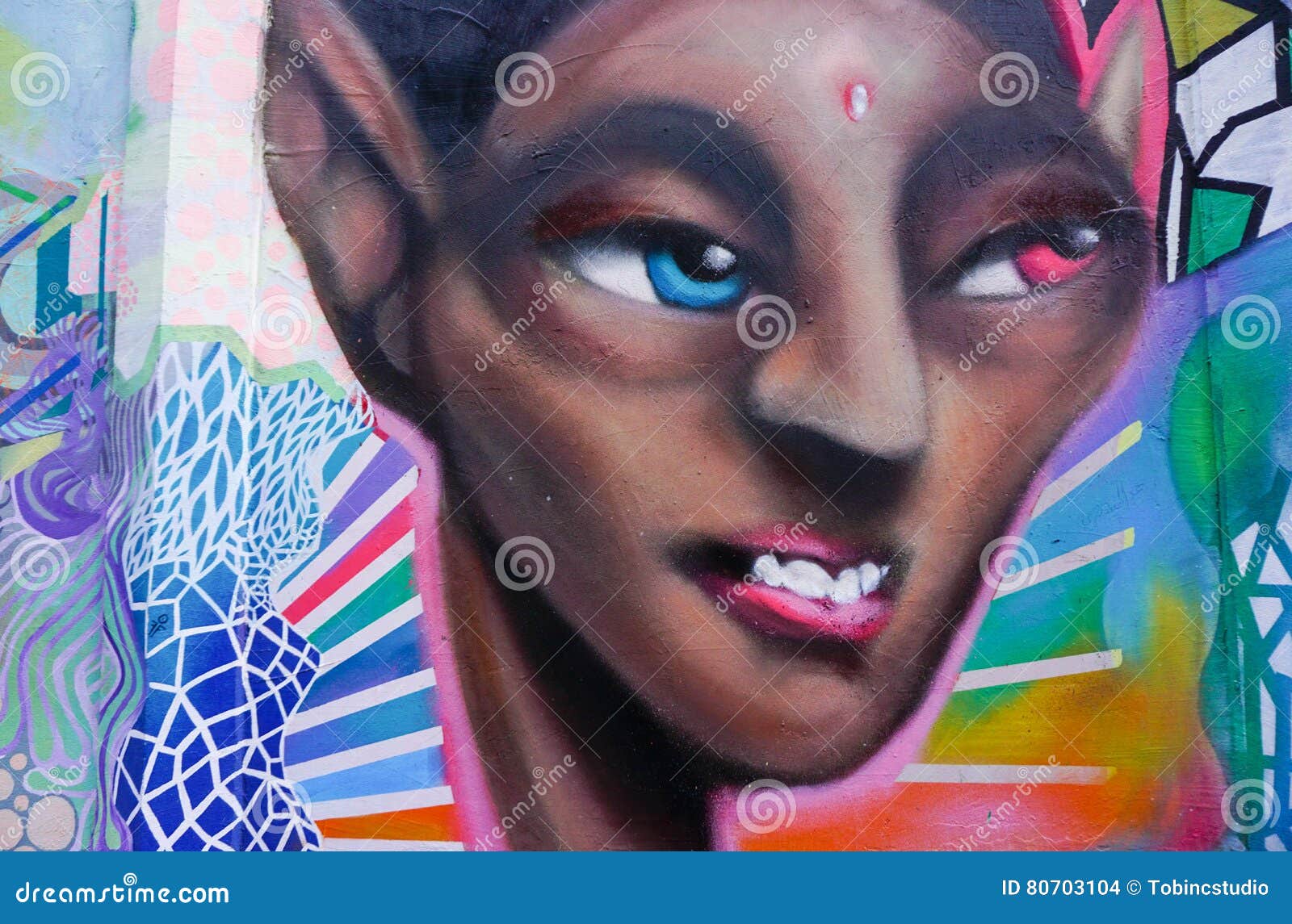 Colorful Graffiti on a Brick Wall Editorial Stock Image Illustration