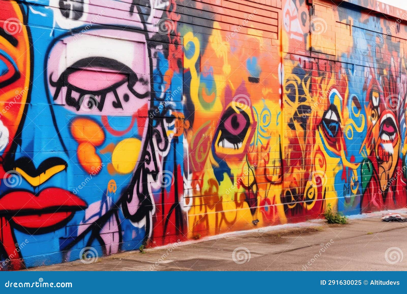 A Colorful Graffiti Wall in an Urban Setting Stock Image Image of paint, expression 291630025