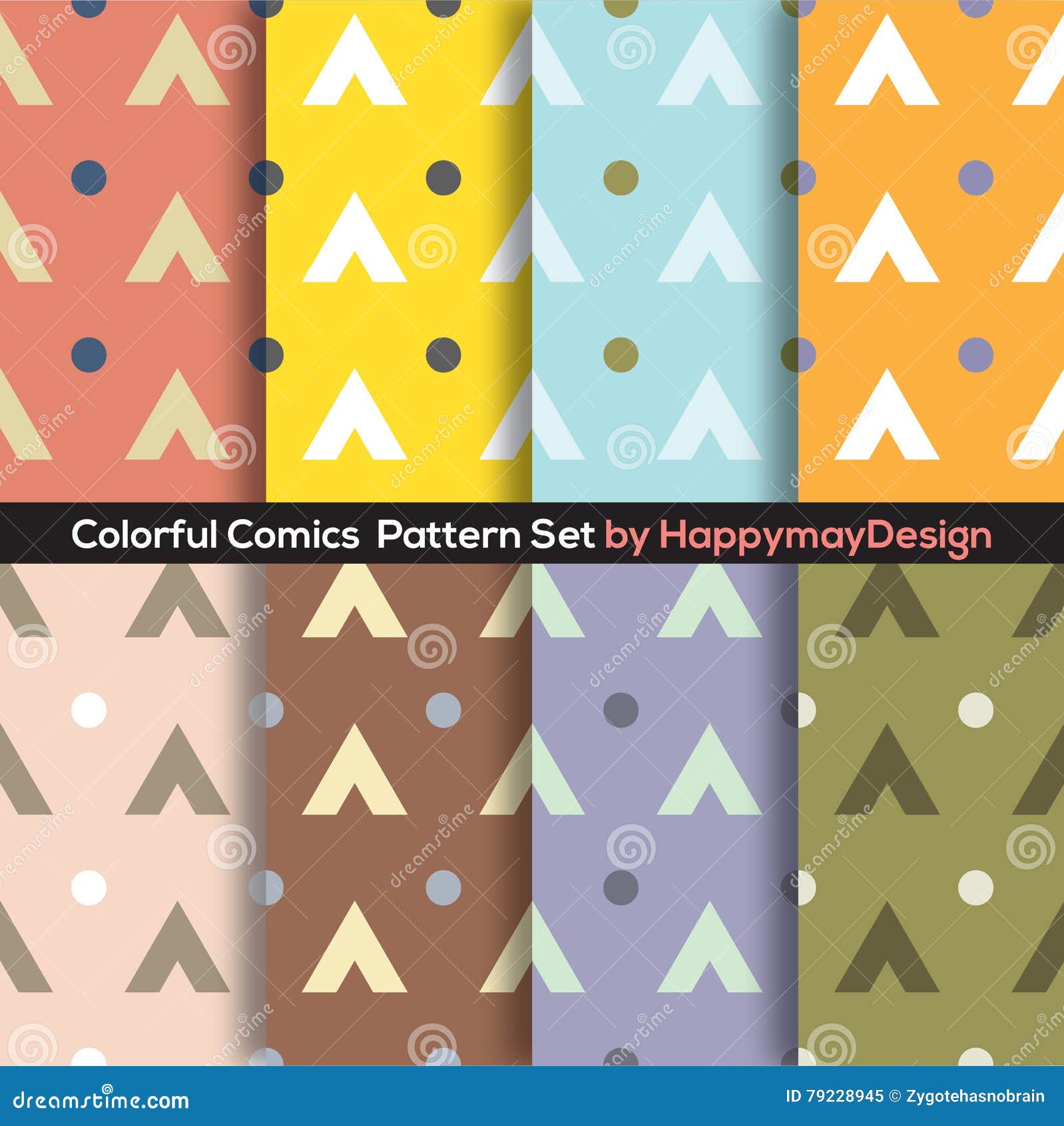colorful graphic set 0f 8 ready to use pattern