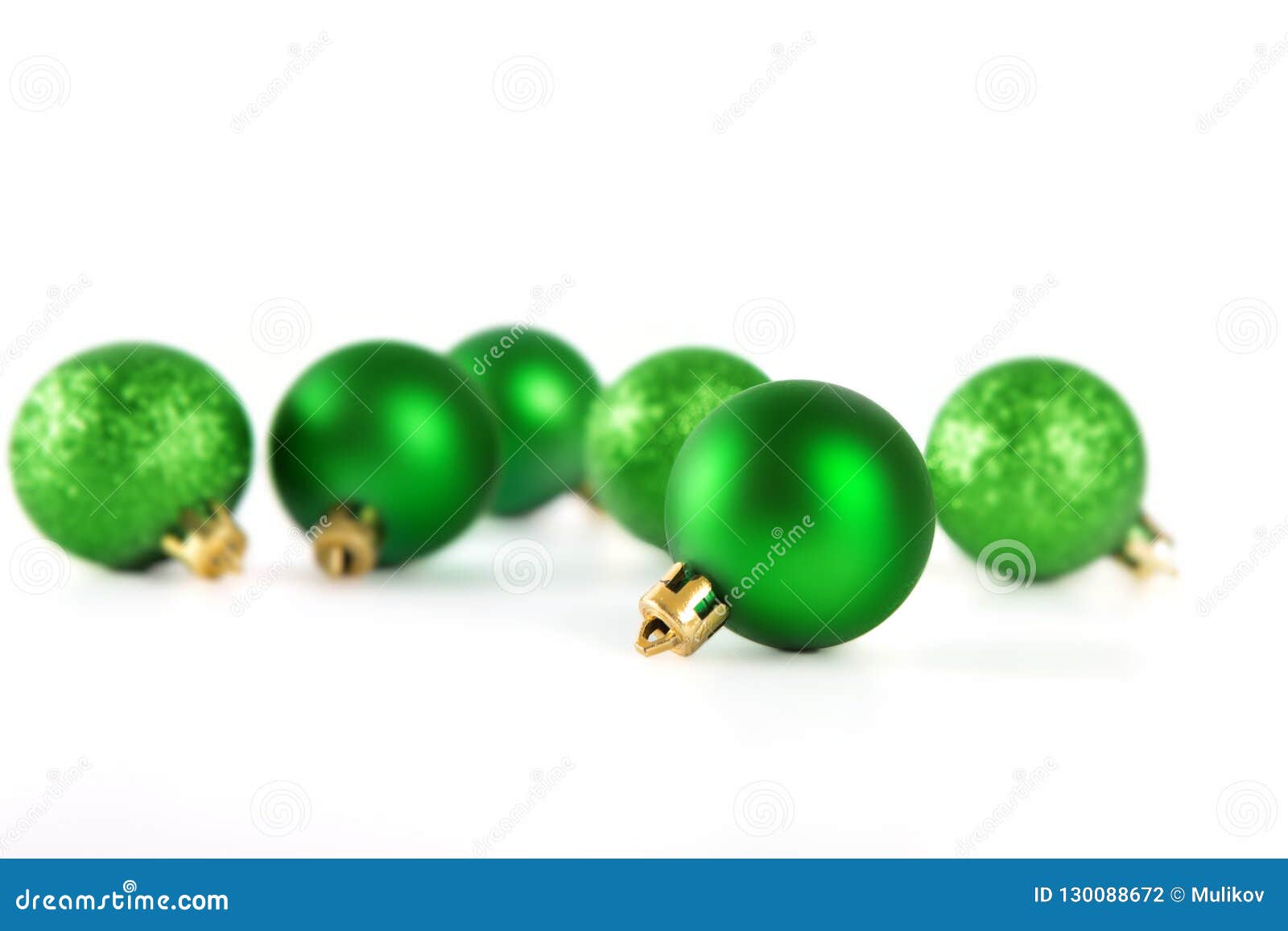 Colorful Green Christmas Decoration Baubles on White Background Stock ...