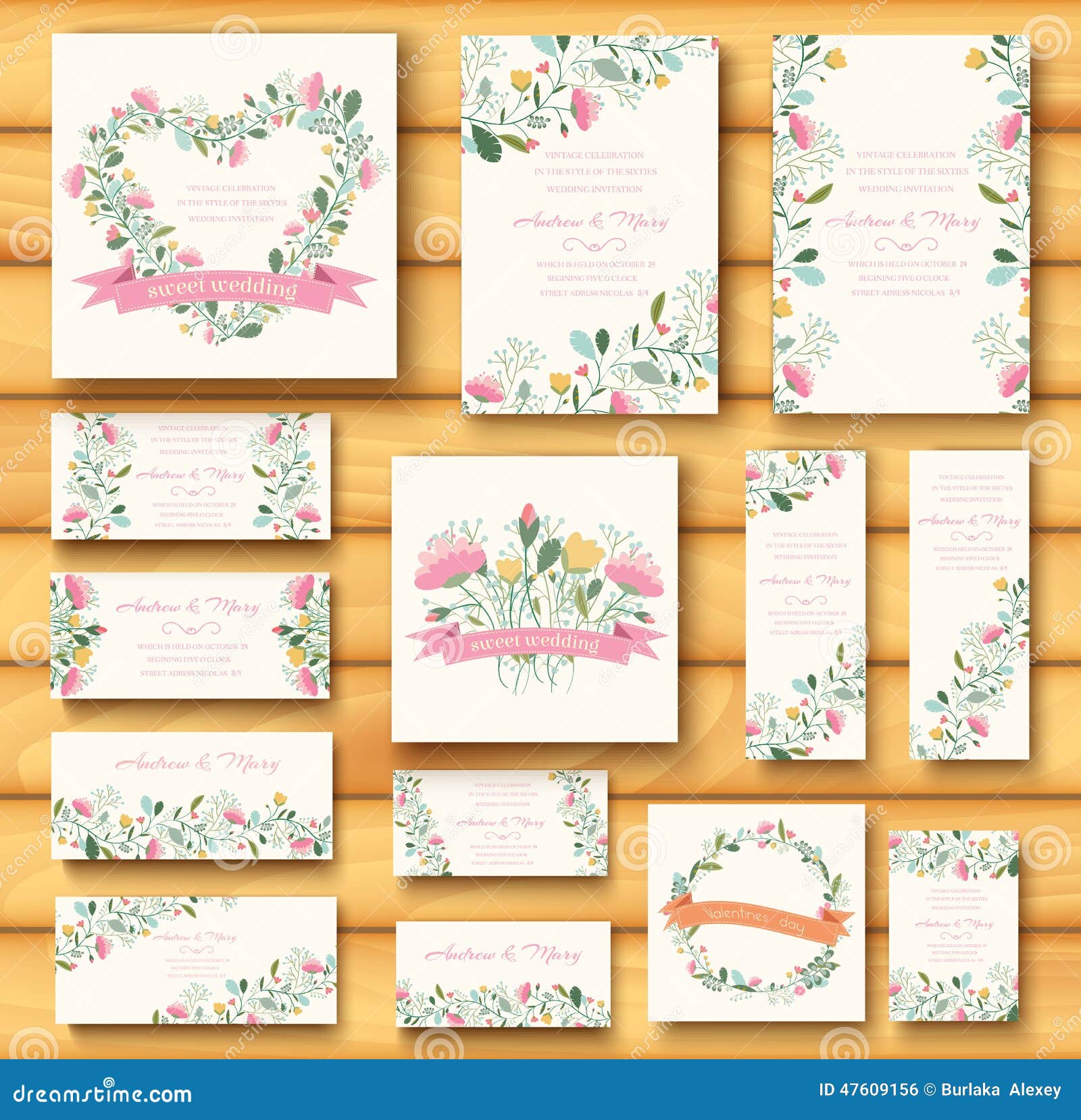 colorful greeting wedding invitation card