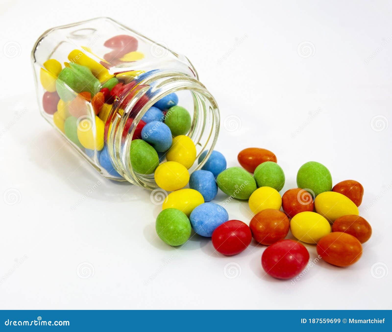Colorful Group Of Chocolate Candies With Sugar Shells Spilling From A ...