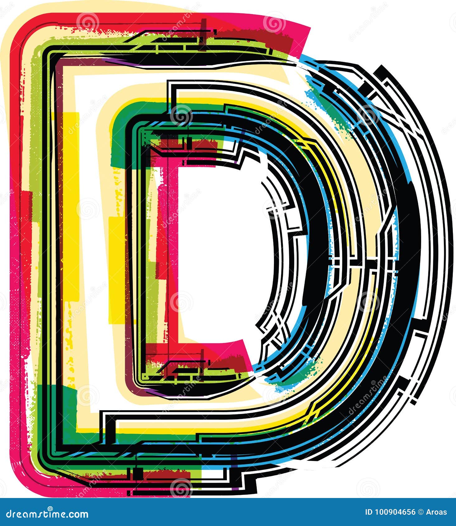 Colorful Grunge LETTER D stock vector. Illustration of colorful - 100904656