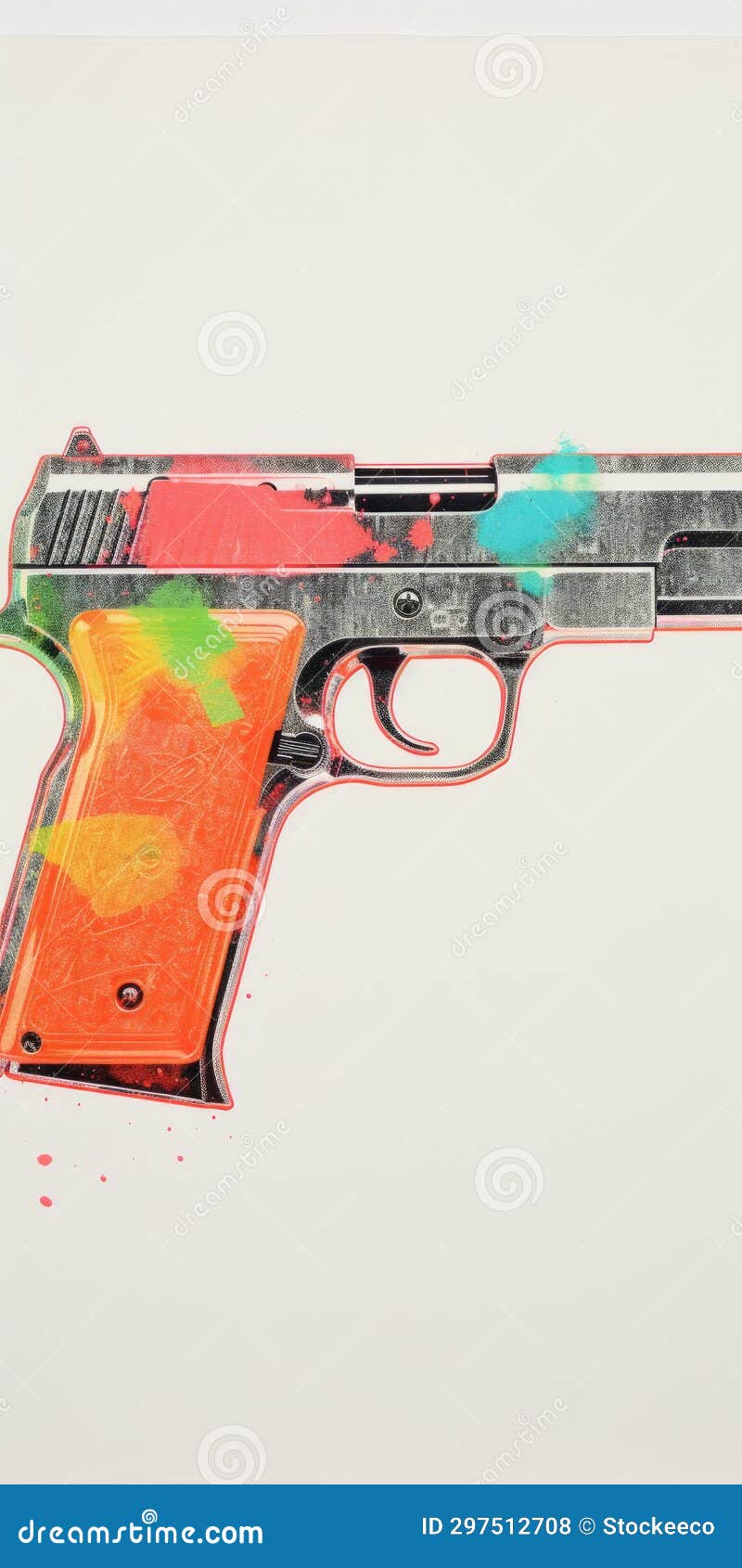 colorful gun art: a fusion of etching, pop art, and photorealism