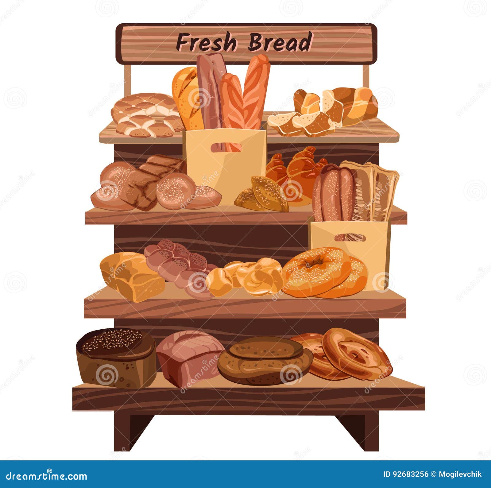 Colorful Hand Drawn Bakery Shop Concept Stock Vector - Illustration of
