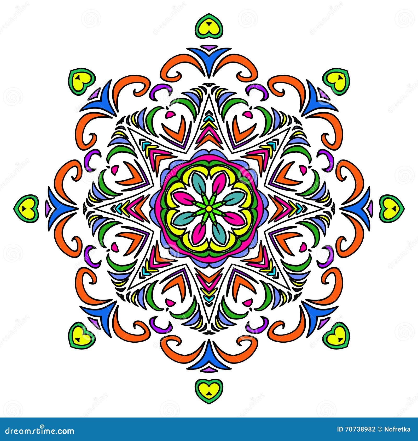 Download Colorful Hand Drawn Mandala, Oriental Decorative Element ...