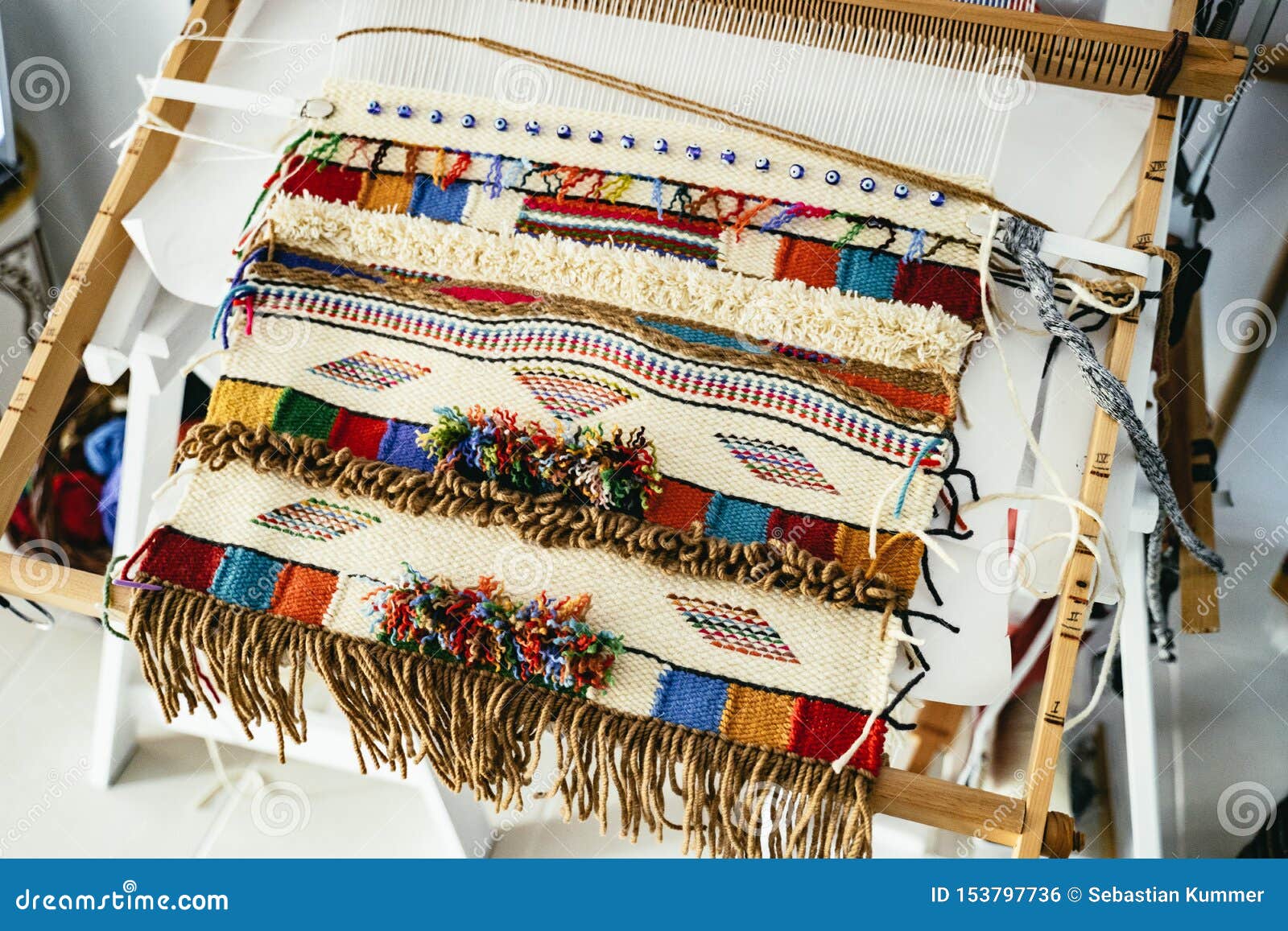 Colorful Hand-woven Tapestry on a Hand Loom Editorial Photo - Image of  horizontal, frame: 153797736