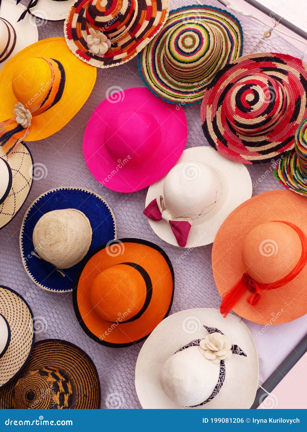 colorful handmade panama hats, ecuador