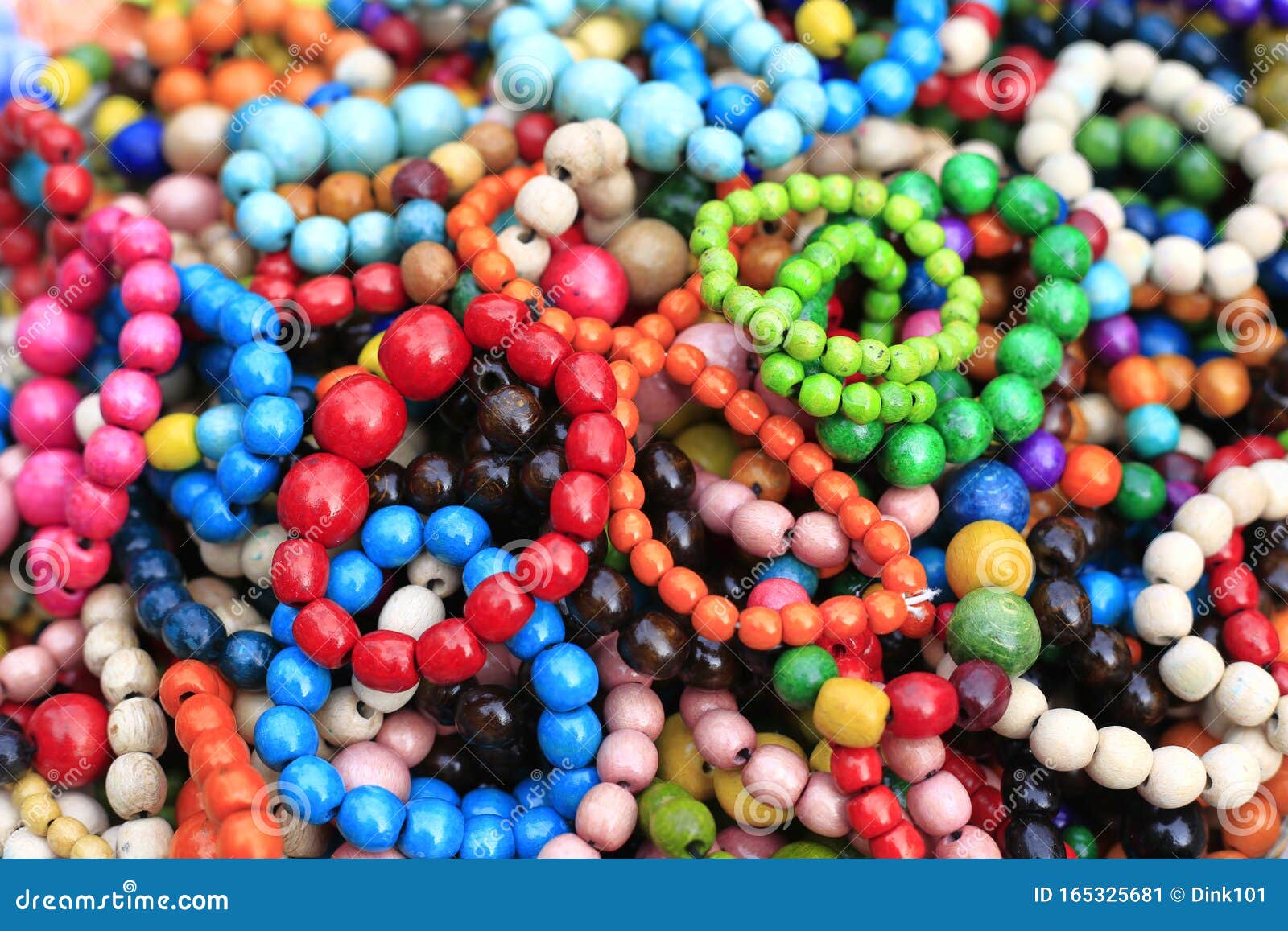Colorful Handmade Wooden Bracelets, Close-up Background Stock Image ...