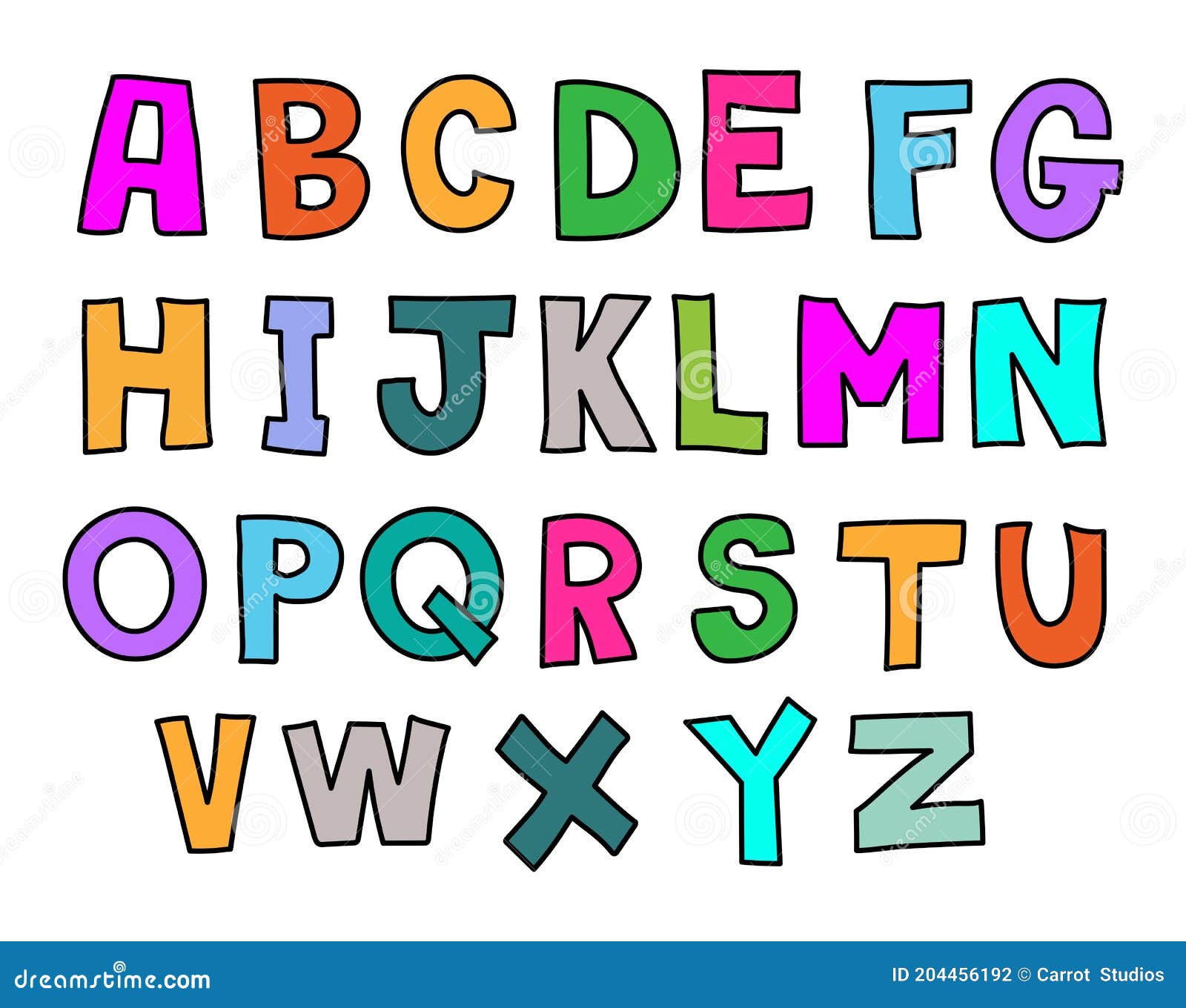 Colorful Handwritten Abc Alphabet Letters Vector Illustration