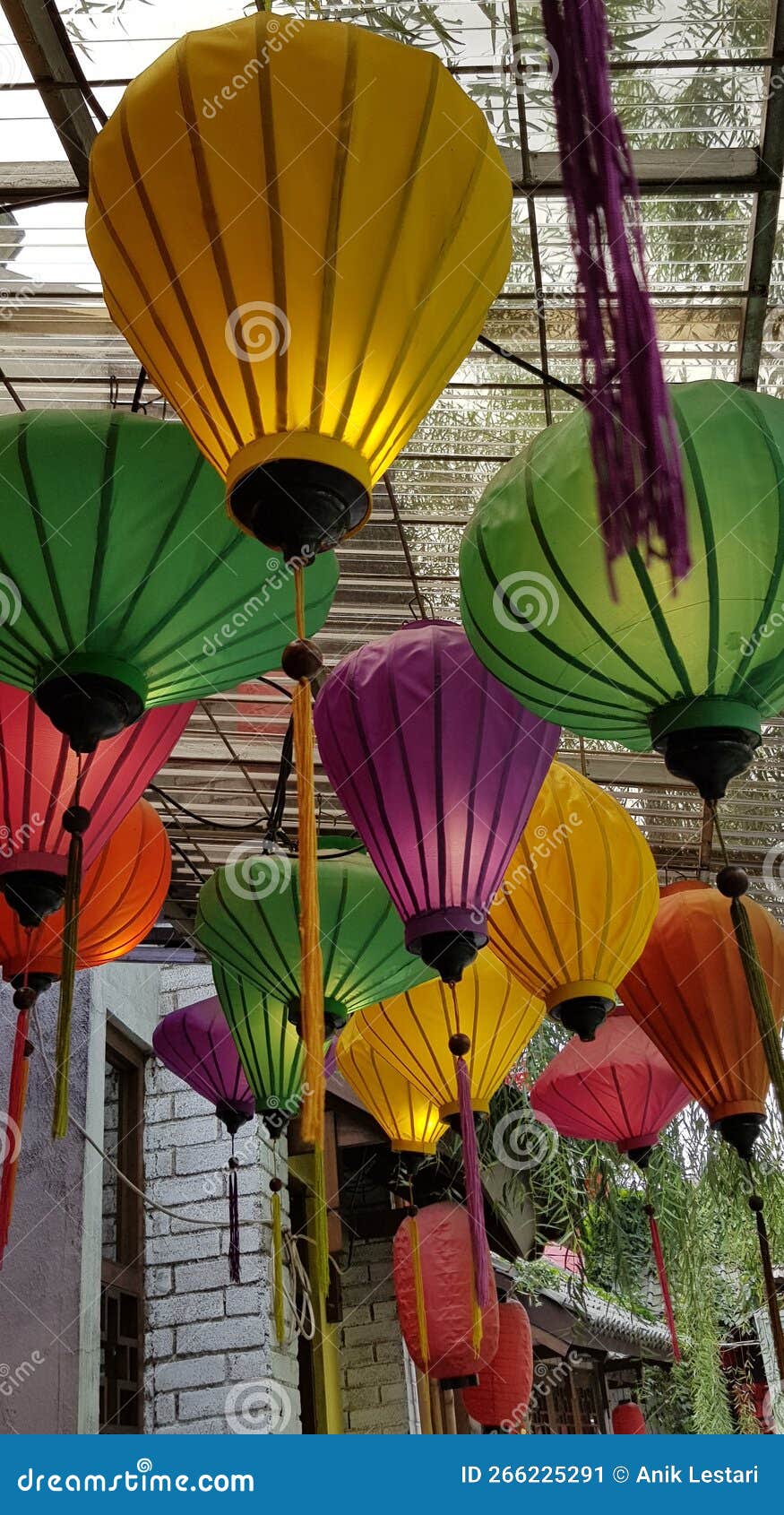 colorful hanging lampions