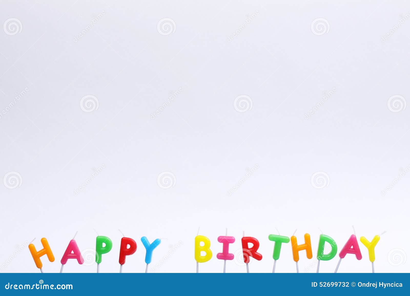 Colorful Happy Birthday Candles on White Background Stock Photo Image