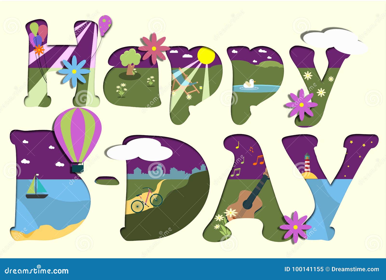 Colorful Happy Birthday Card Theme Stock Vector - Illustration of ...
