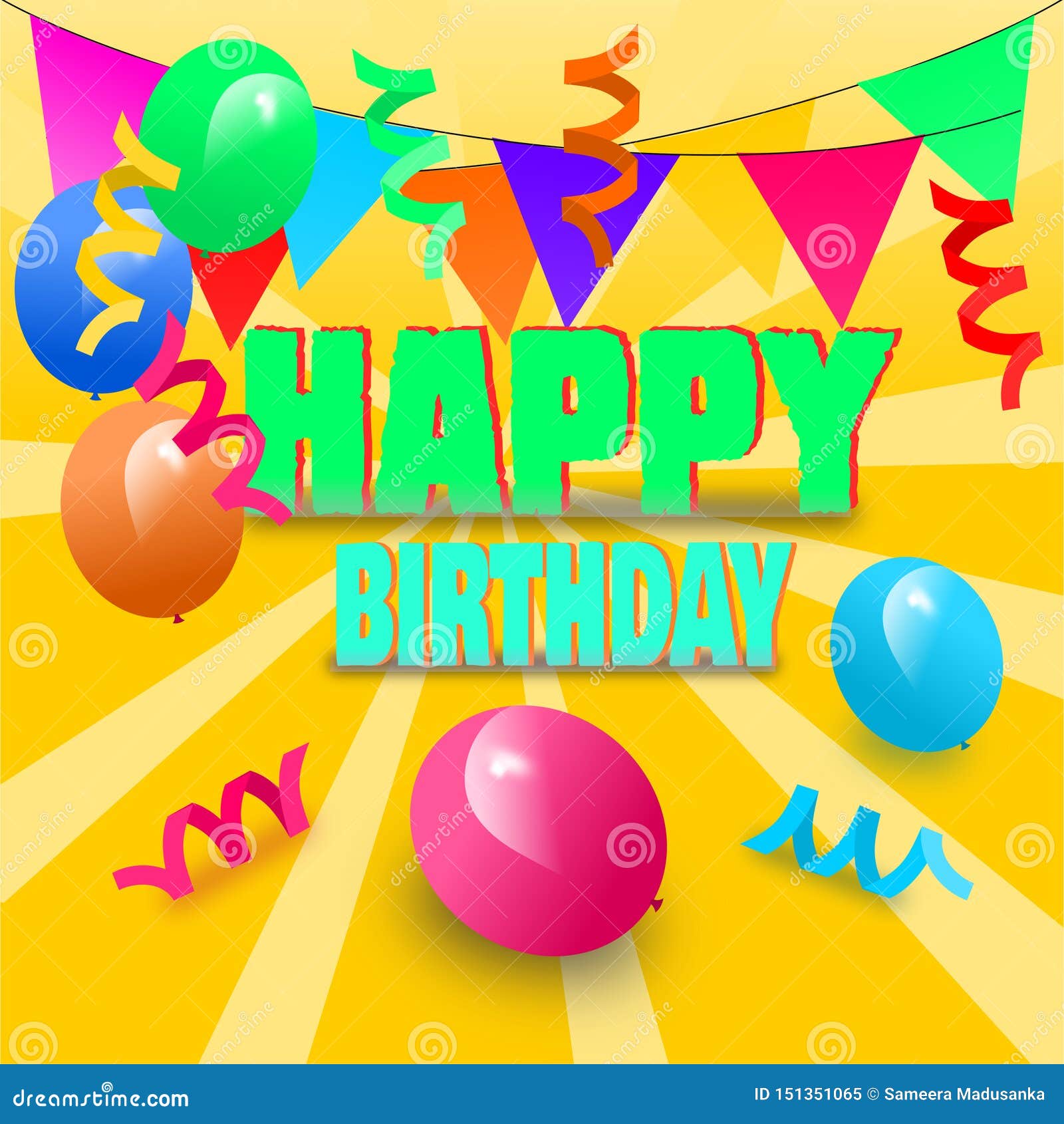 Decorative Colorful Happy Birthday Greeting. Stock Illustration ...