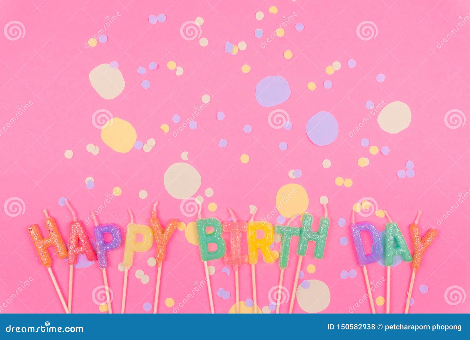 Colorful Happy Birthday on Pink Stock Photo - Image of birthday ...